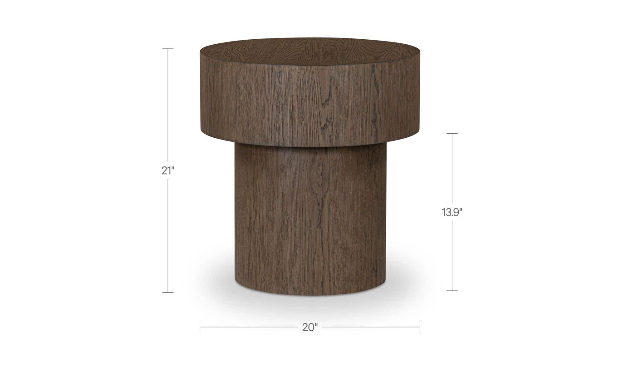 20" Dark Brown Oak Side Table