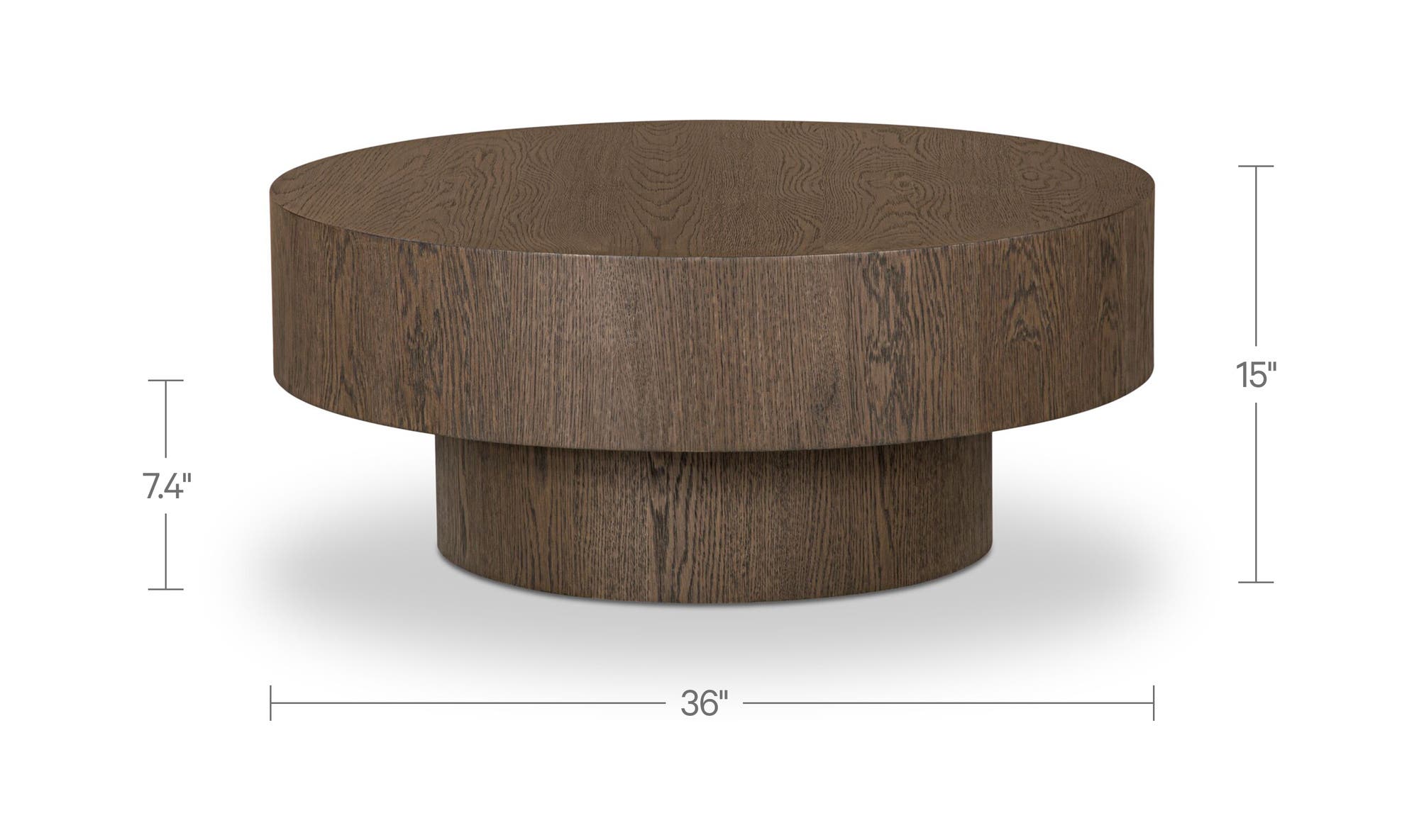 36" Dark Brown Oak Coffee Table