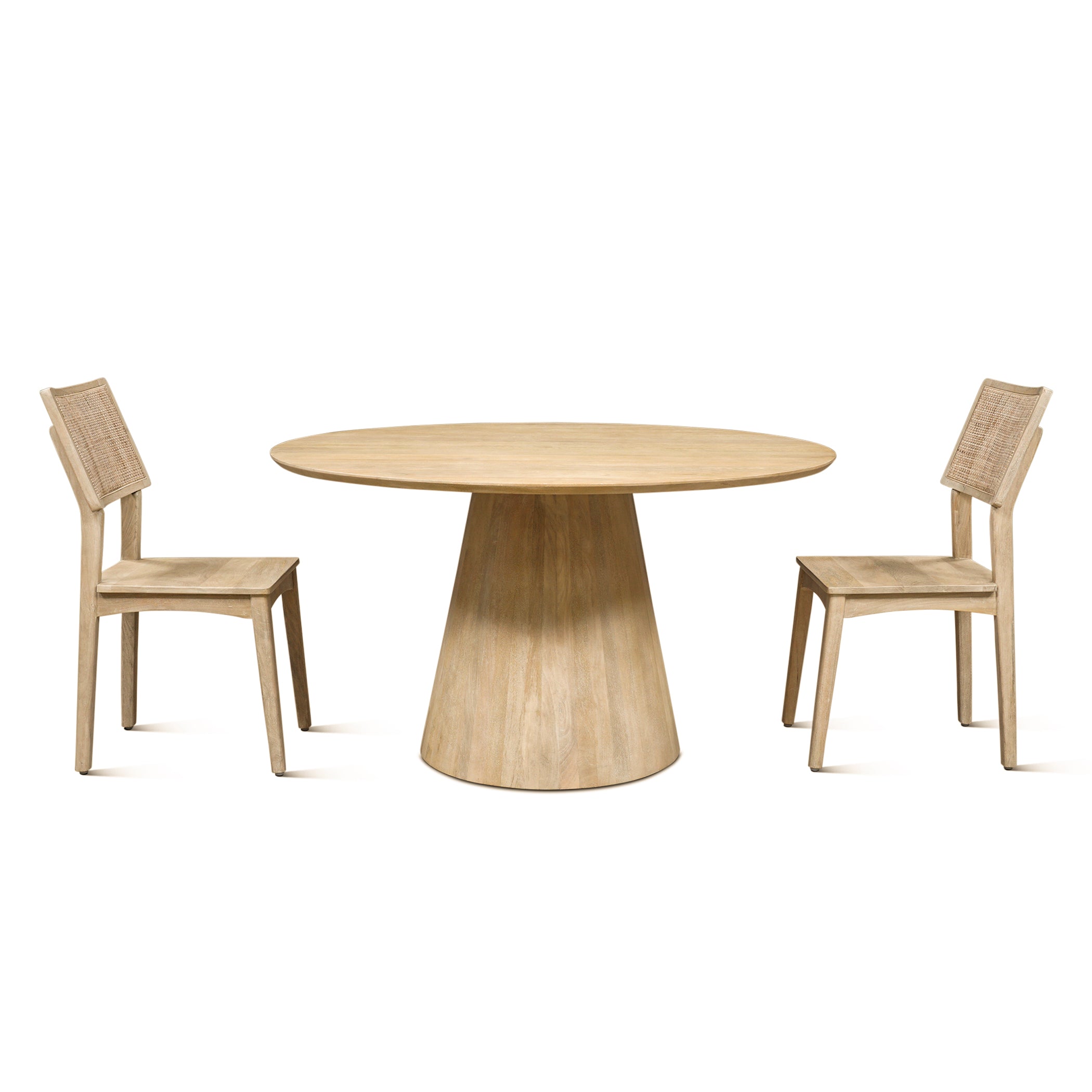 54" Natural White Mango Wood Round Table