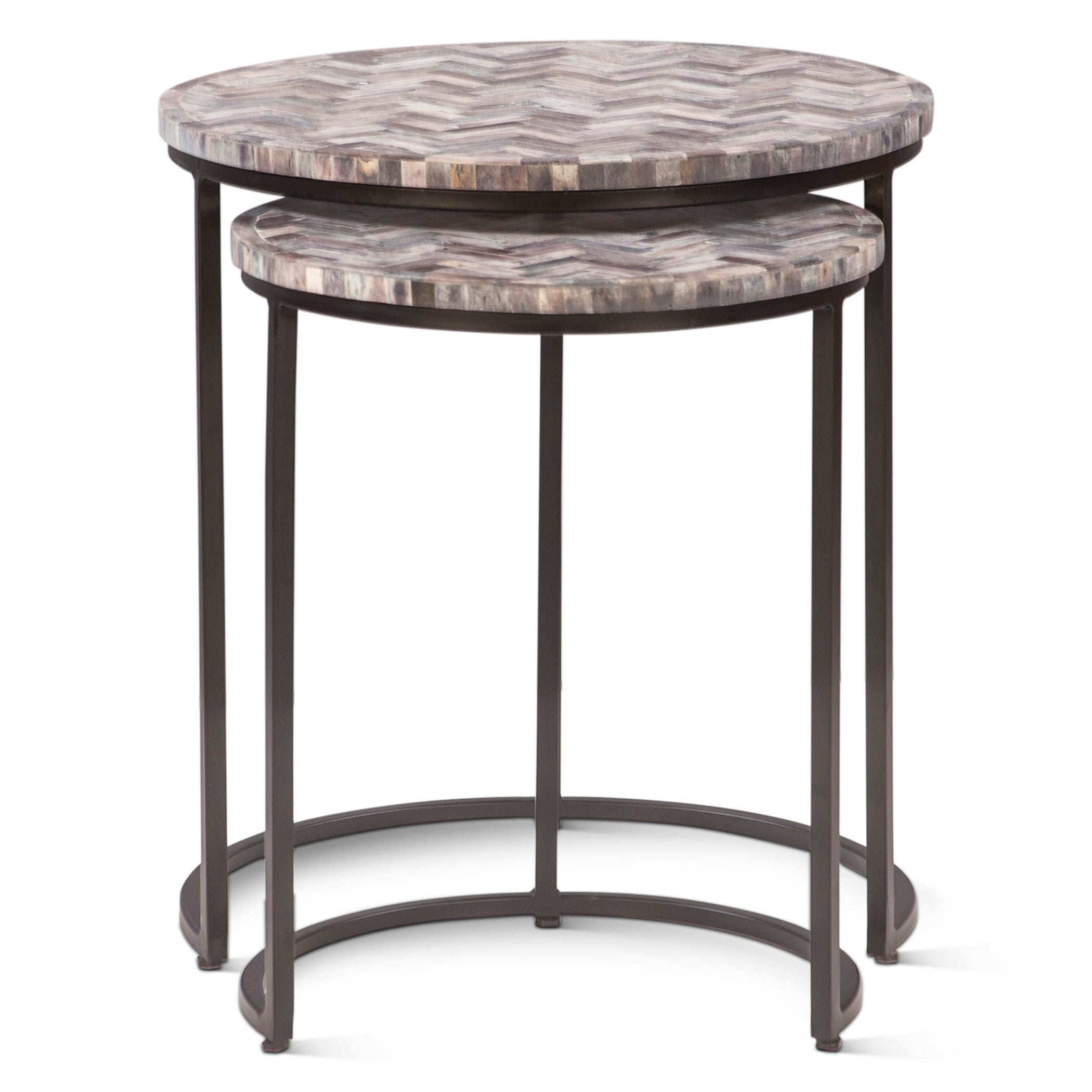 20" Chevron Bone Inlay Nesting Tables