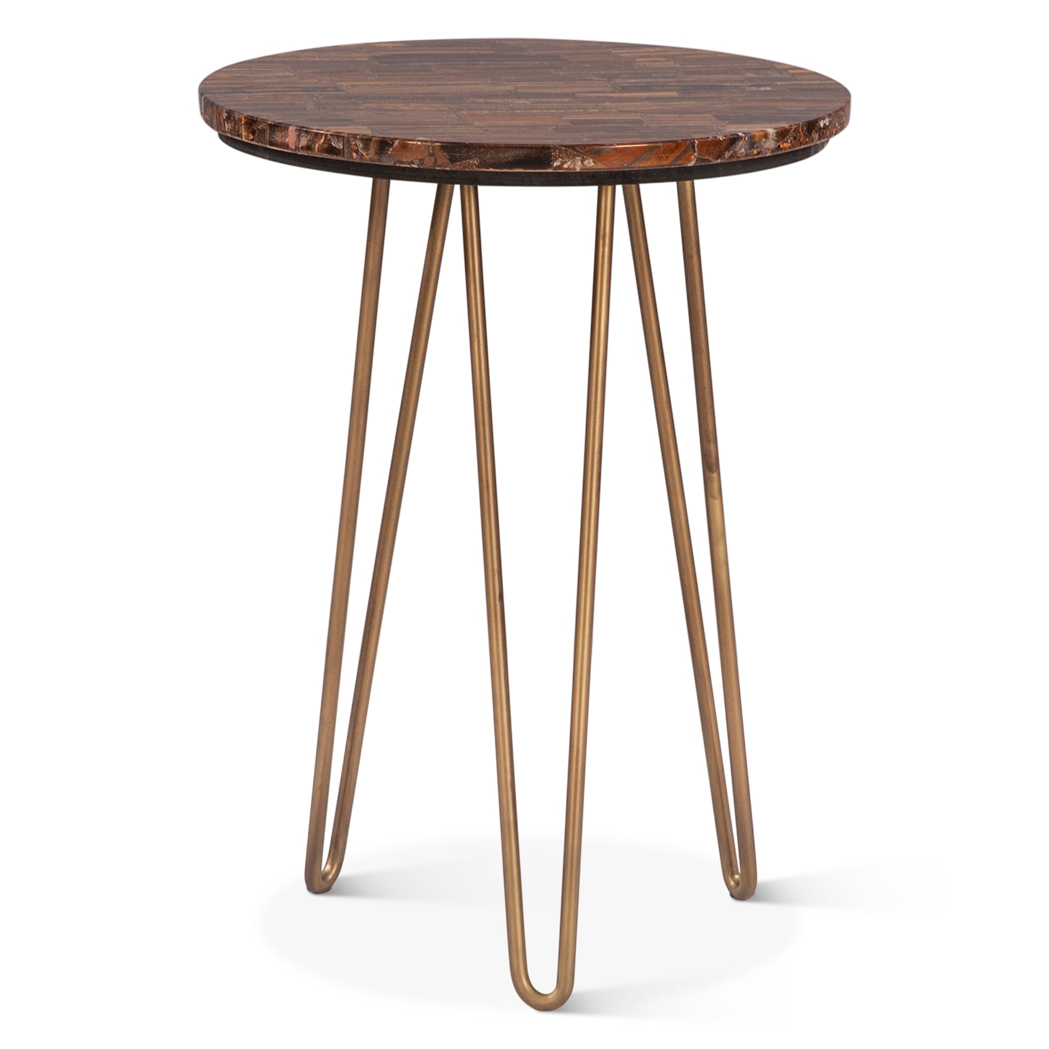 17" Tiger Eye Stone Side Table