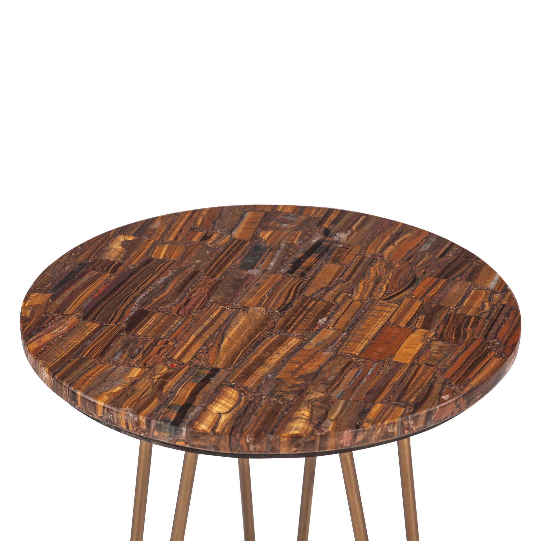 17" Tiger Eye Stone Side Table