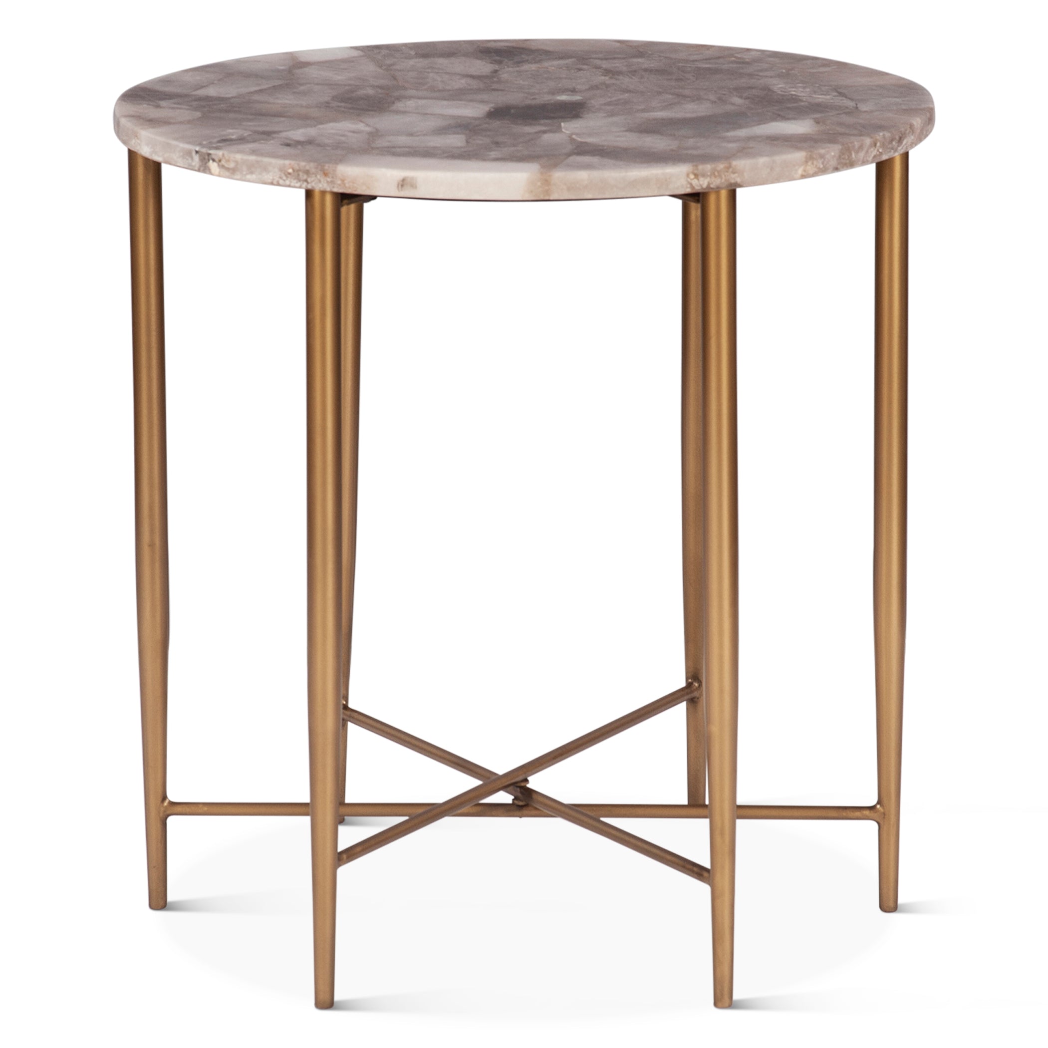 24" Smoky Quartz Stone Side Table