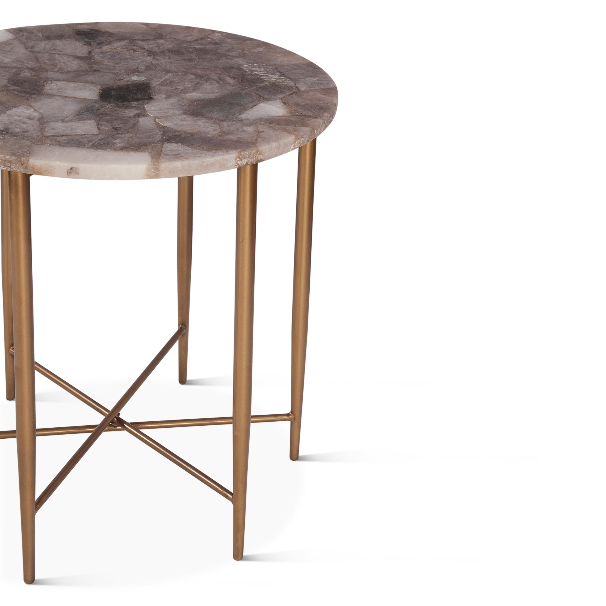 24" Smoky Quartz Stone Side Table