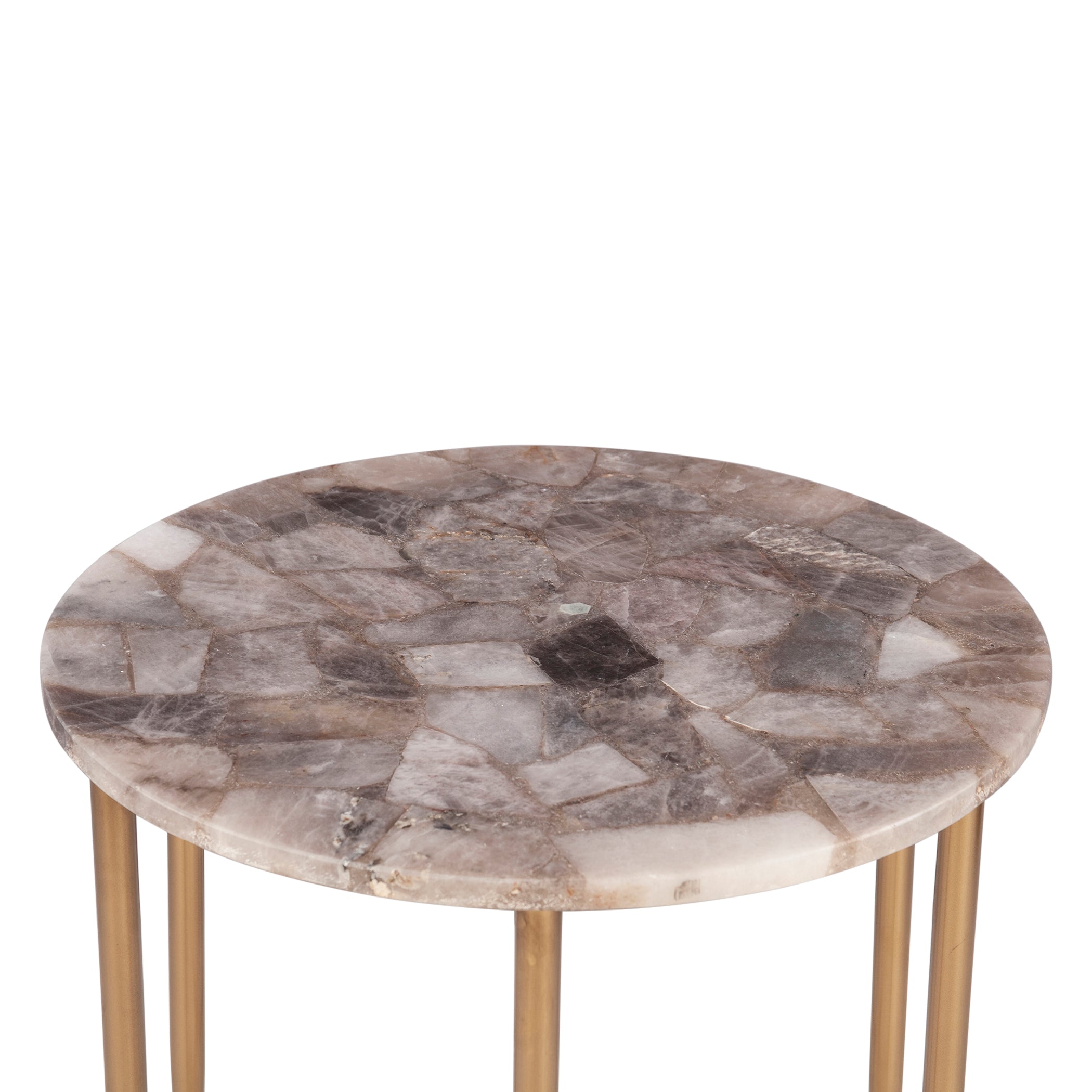 24" Smoky Quartz Stone Side Table