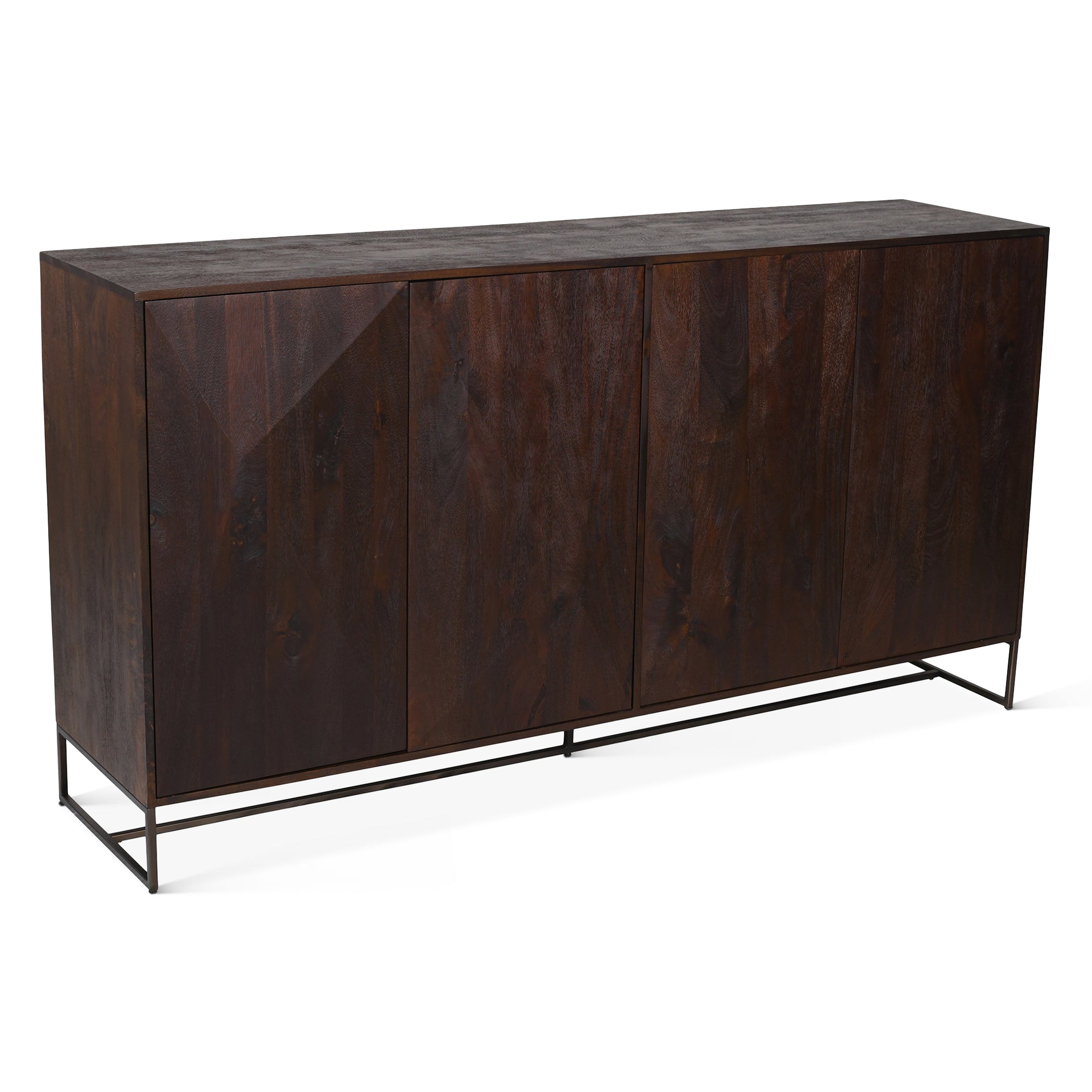 76" Distressed Walnut Mango Wood Sideboard