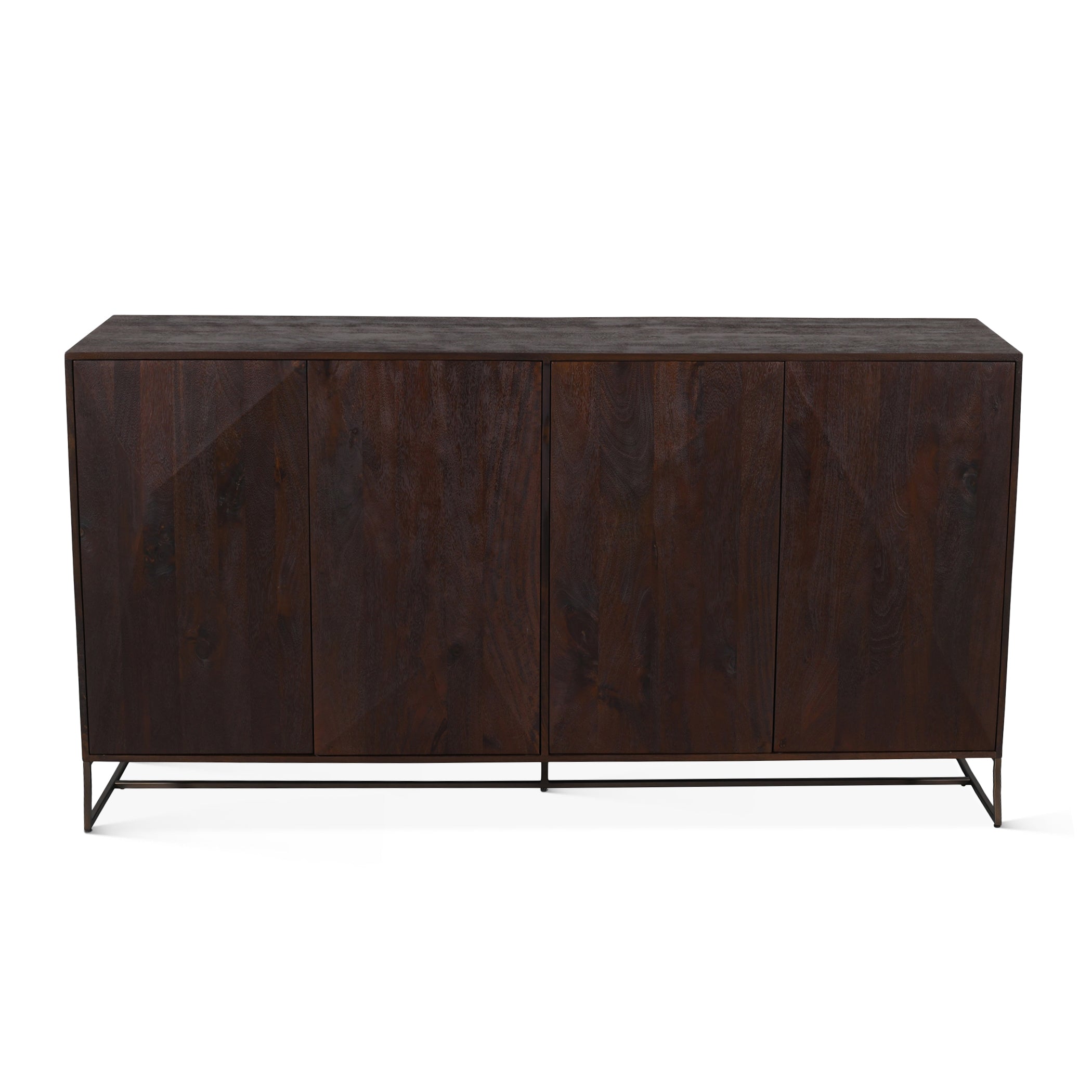 76" Distressed Walnut Mango Wood Sideboard