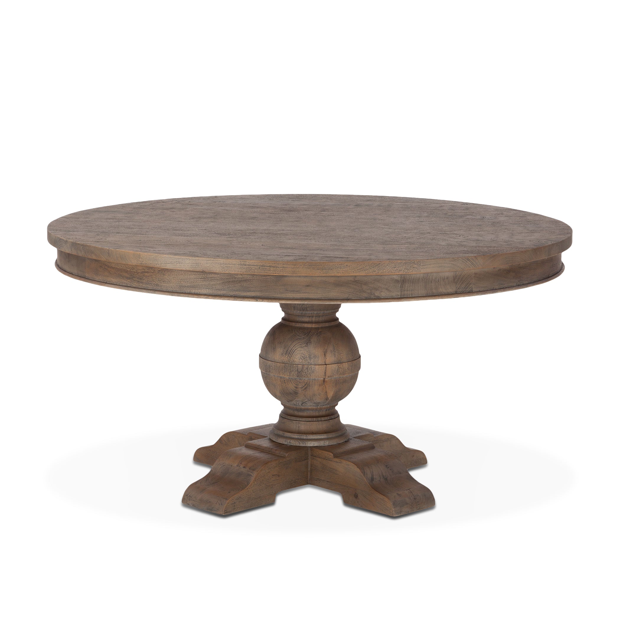 54″ Weathered Teak Mango Wood Round Table