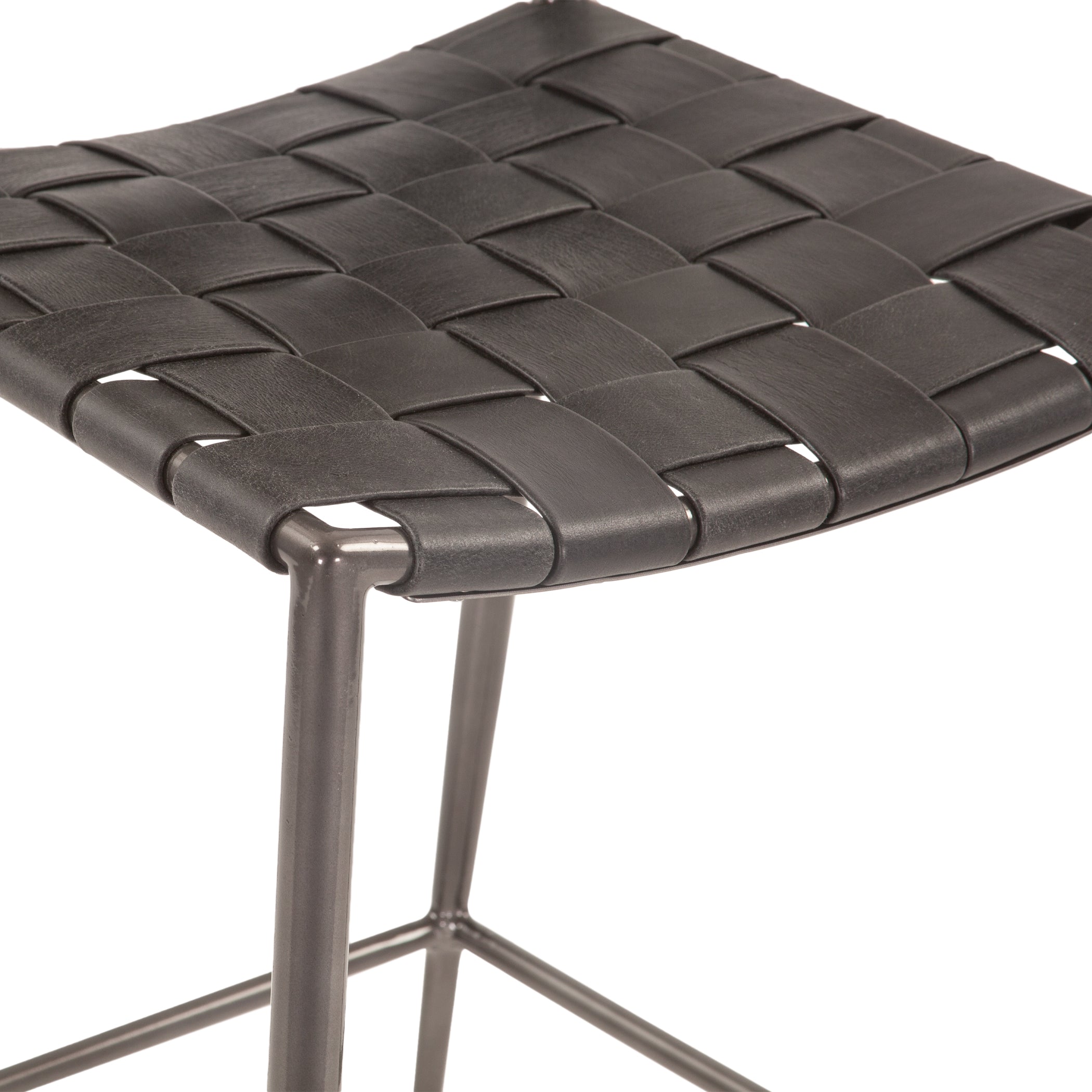 17" Black Buffalo Leather Counter Chair