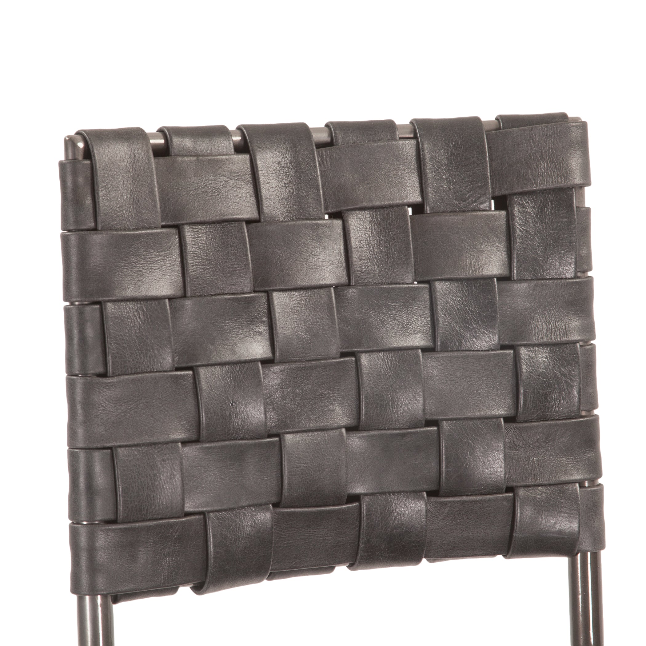 17" Black Buffalo Leather Counter Chair