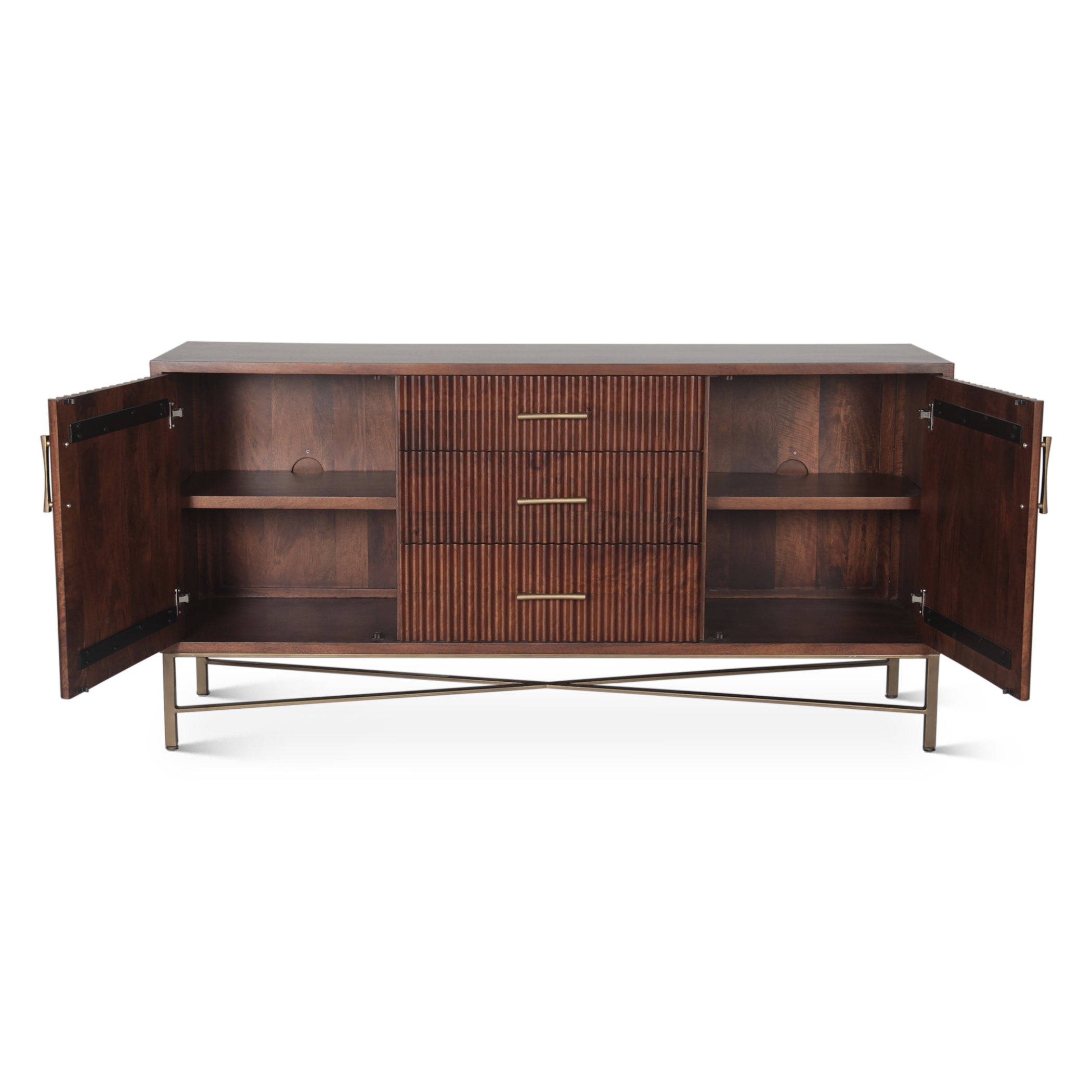 68" Honey Brown Mango Wood Sideboard