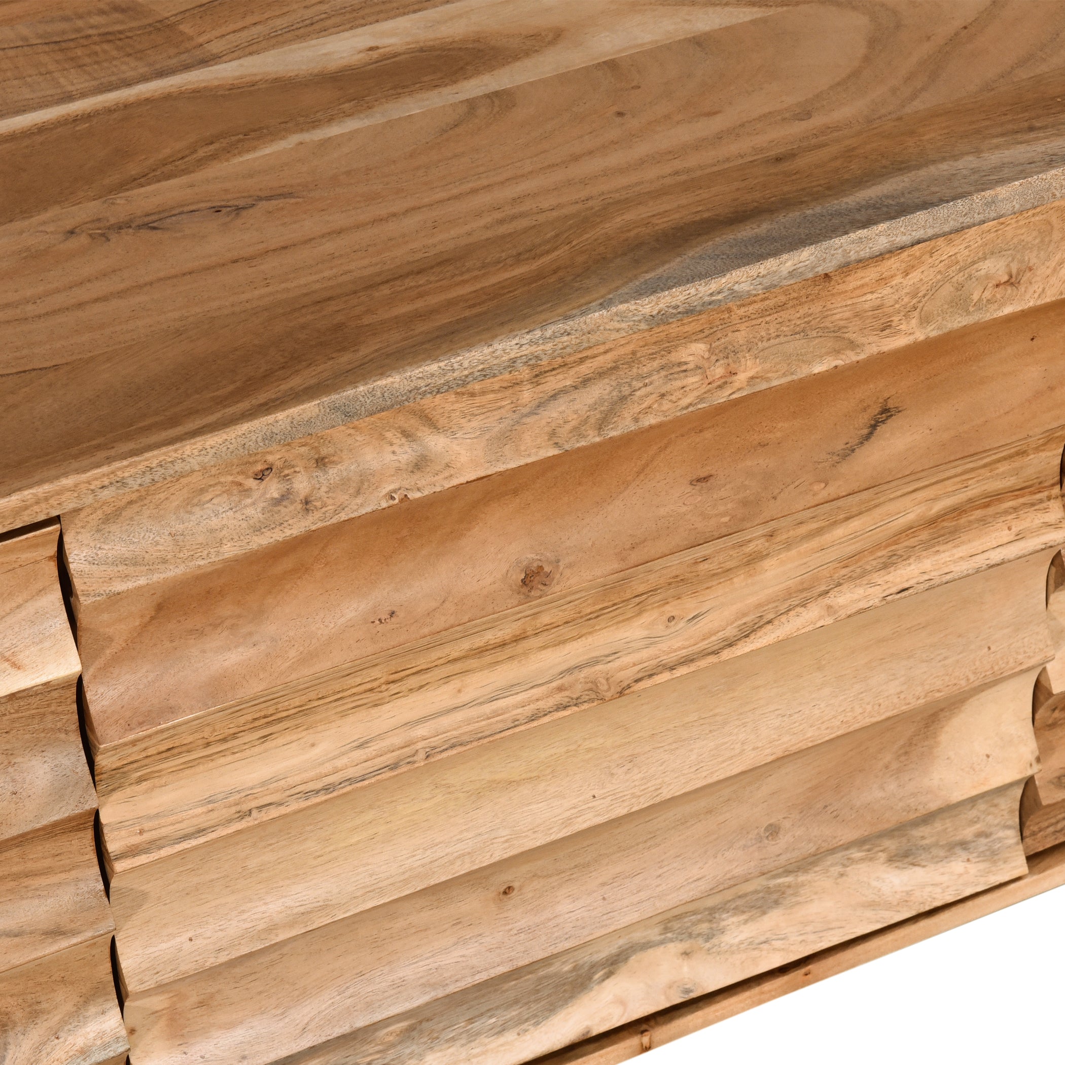 59" Natural Acacia Wood Media Cabinet