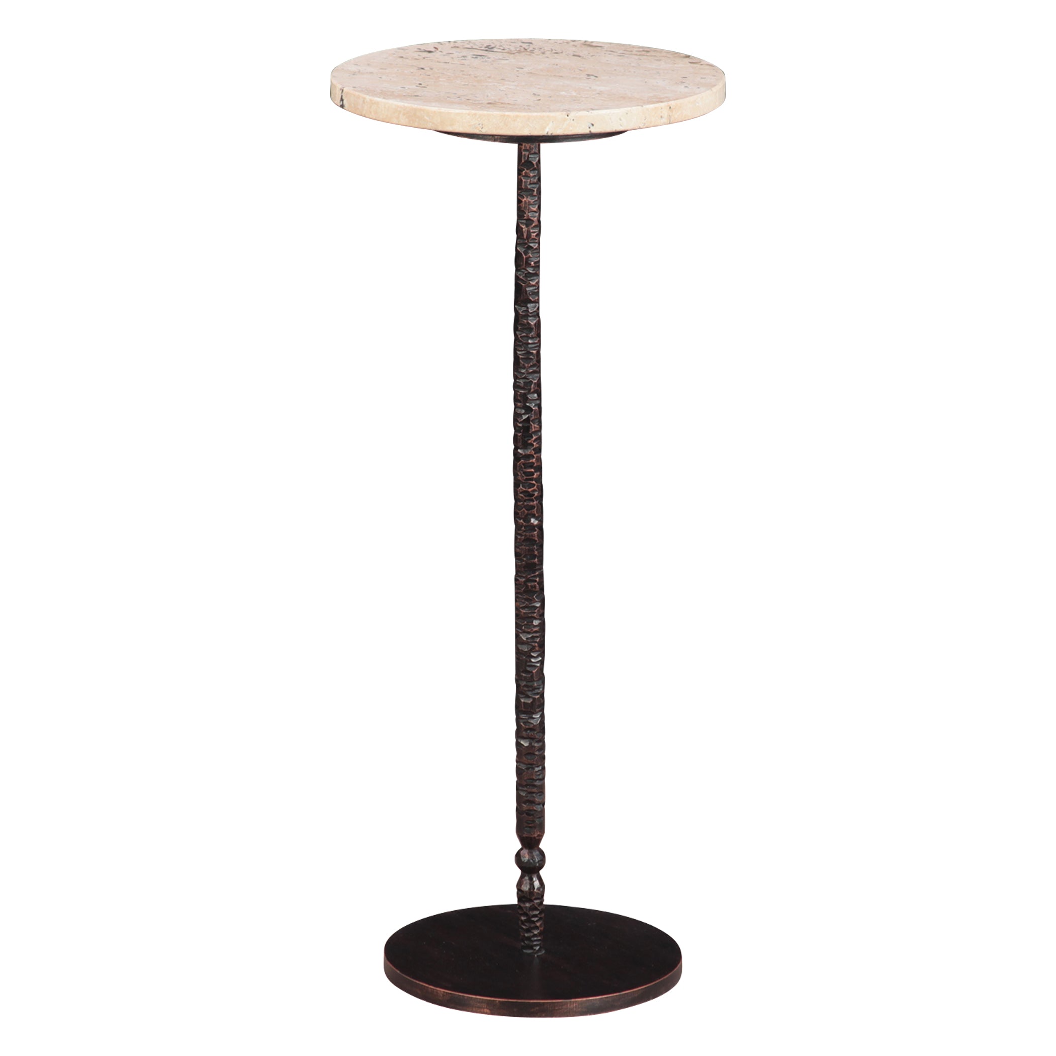 10" Beige Travertine Marble Side Table