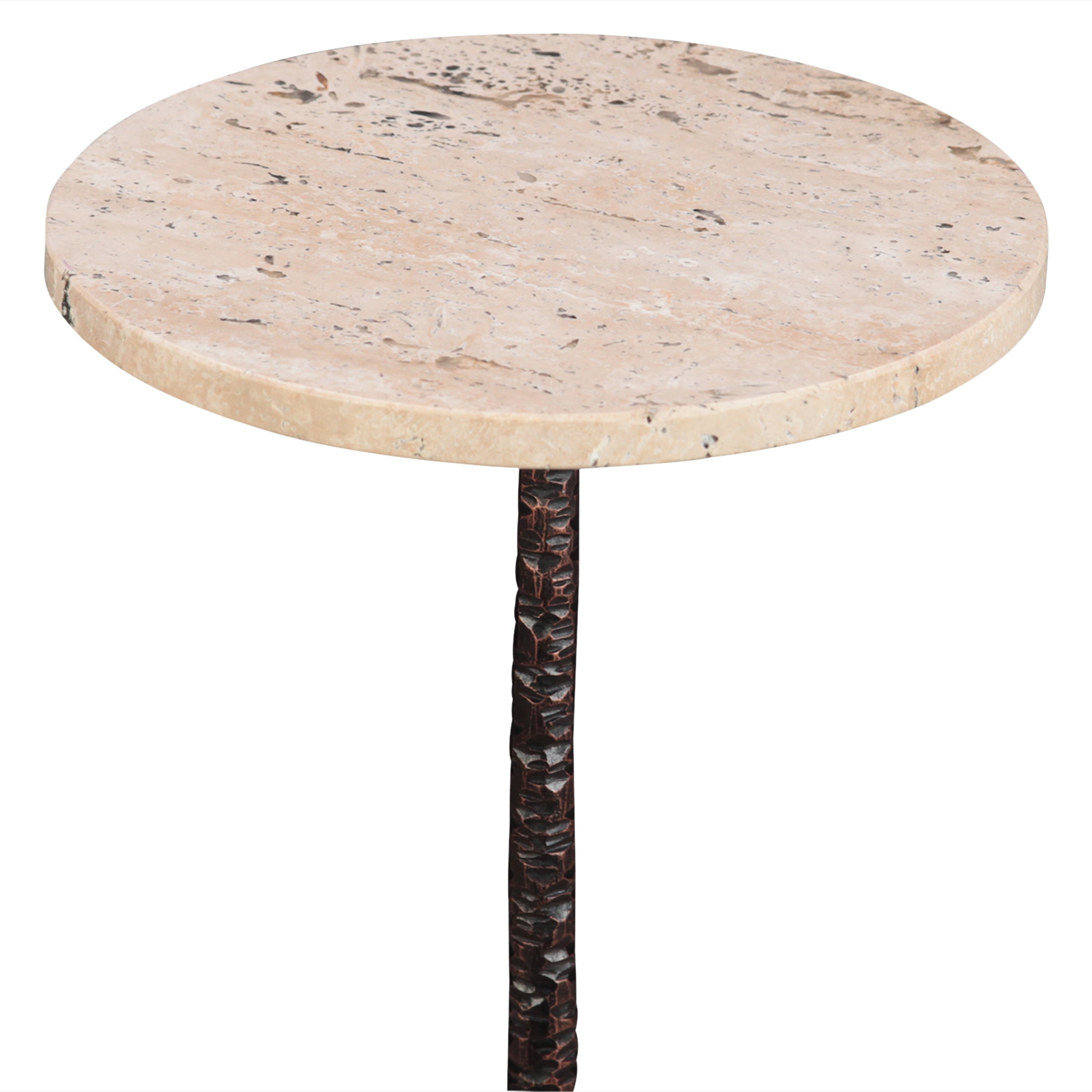 10" Beige Travertine Marble Side Table