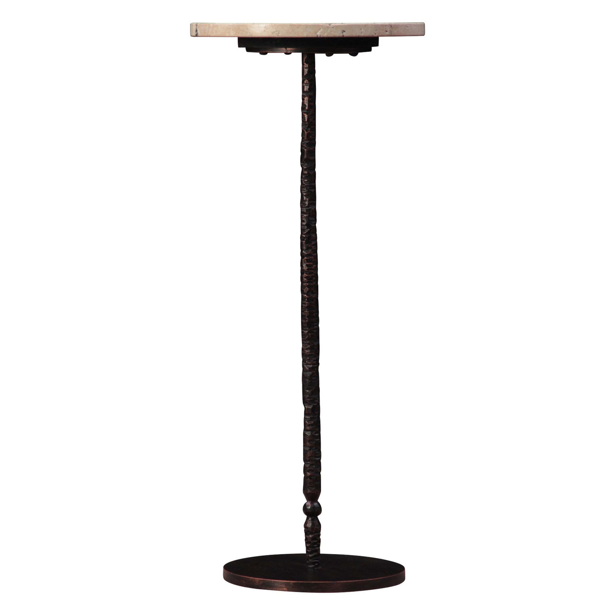 10" Beige Travertine Marble Side Table