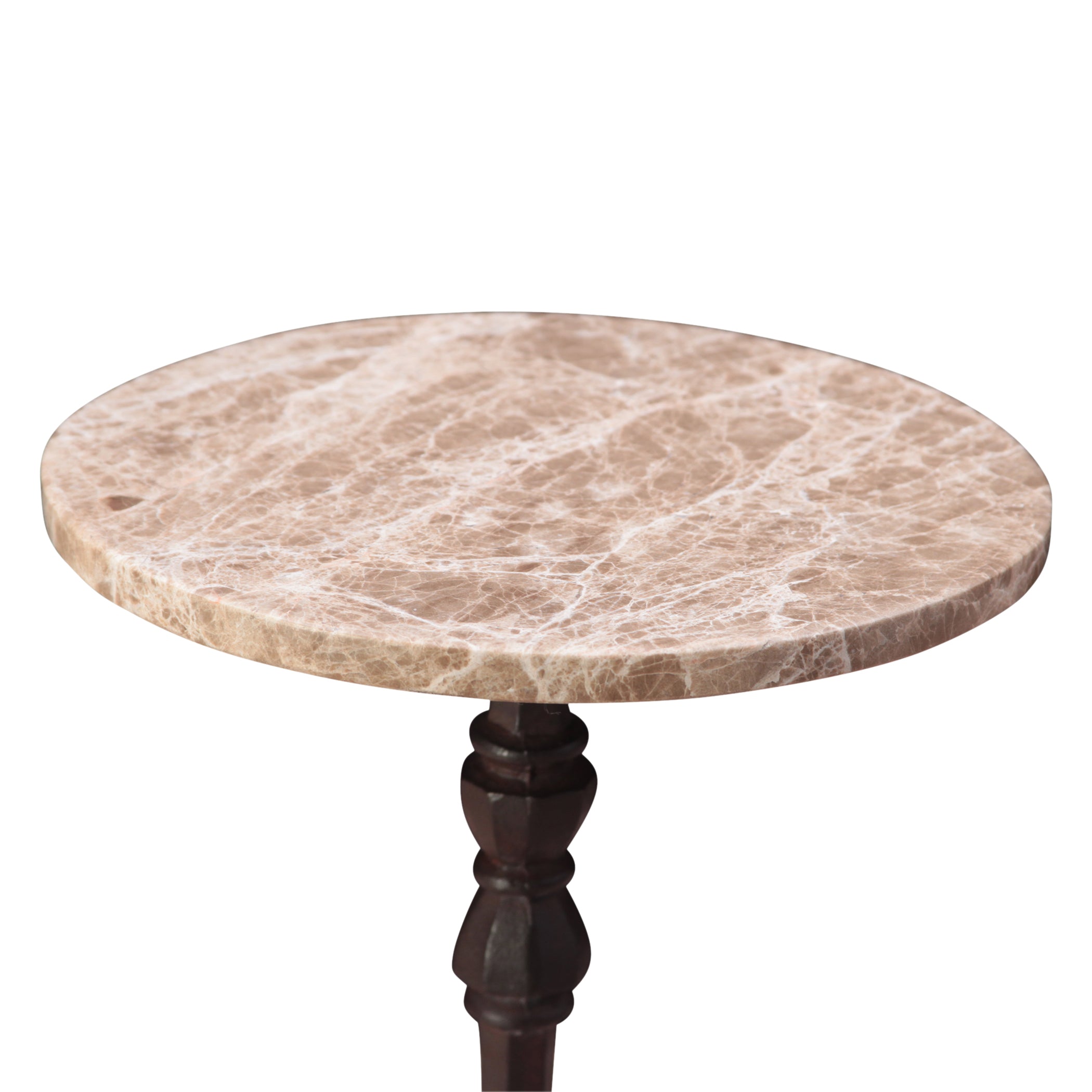 12" Light Emperador Marble Side Table