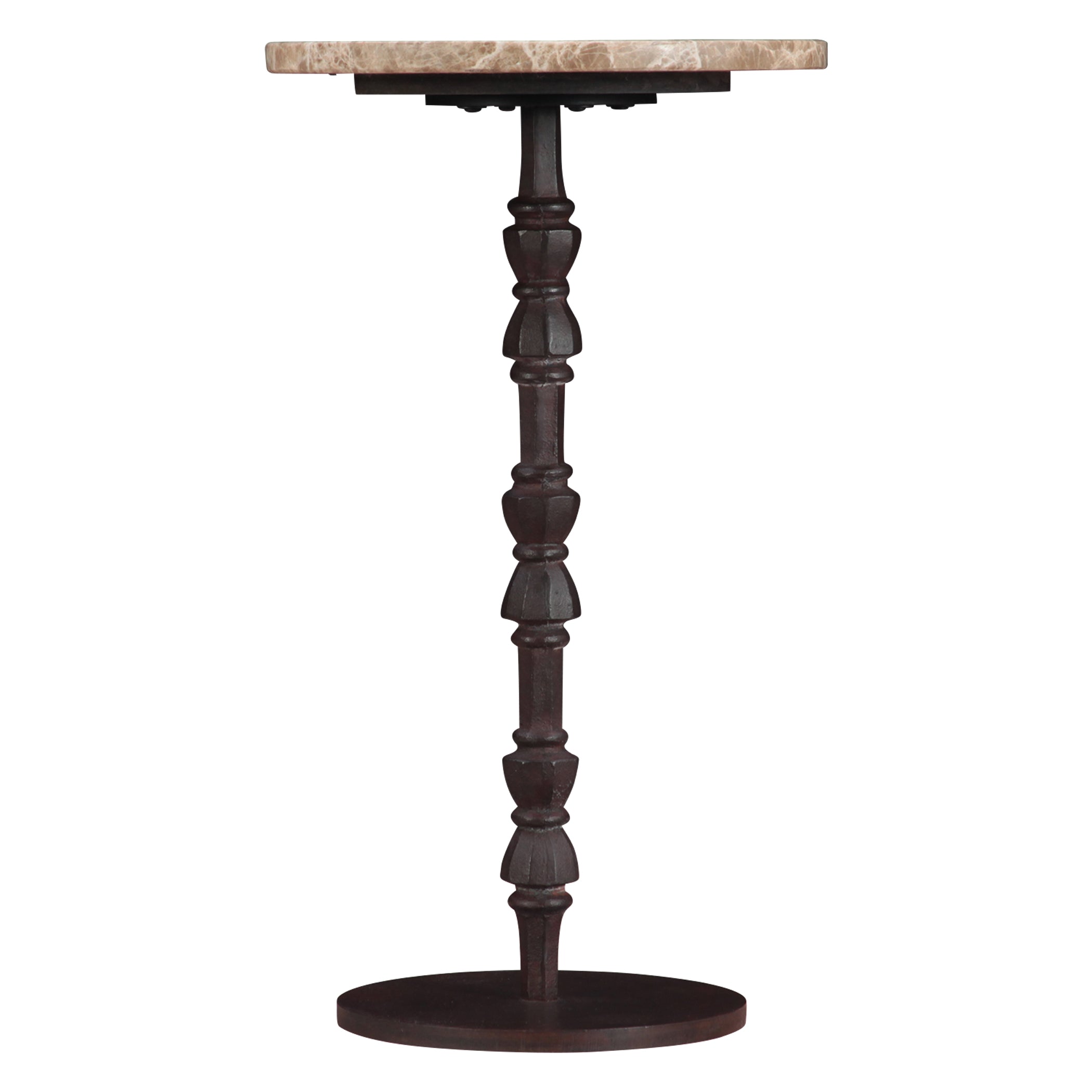 12" Light Emperador Marble Side Table
