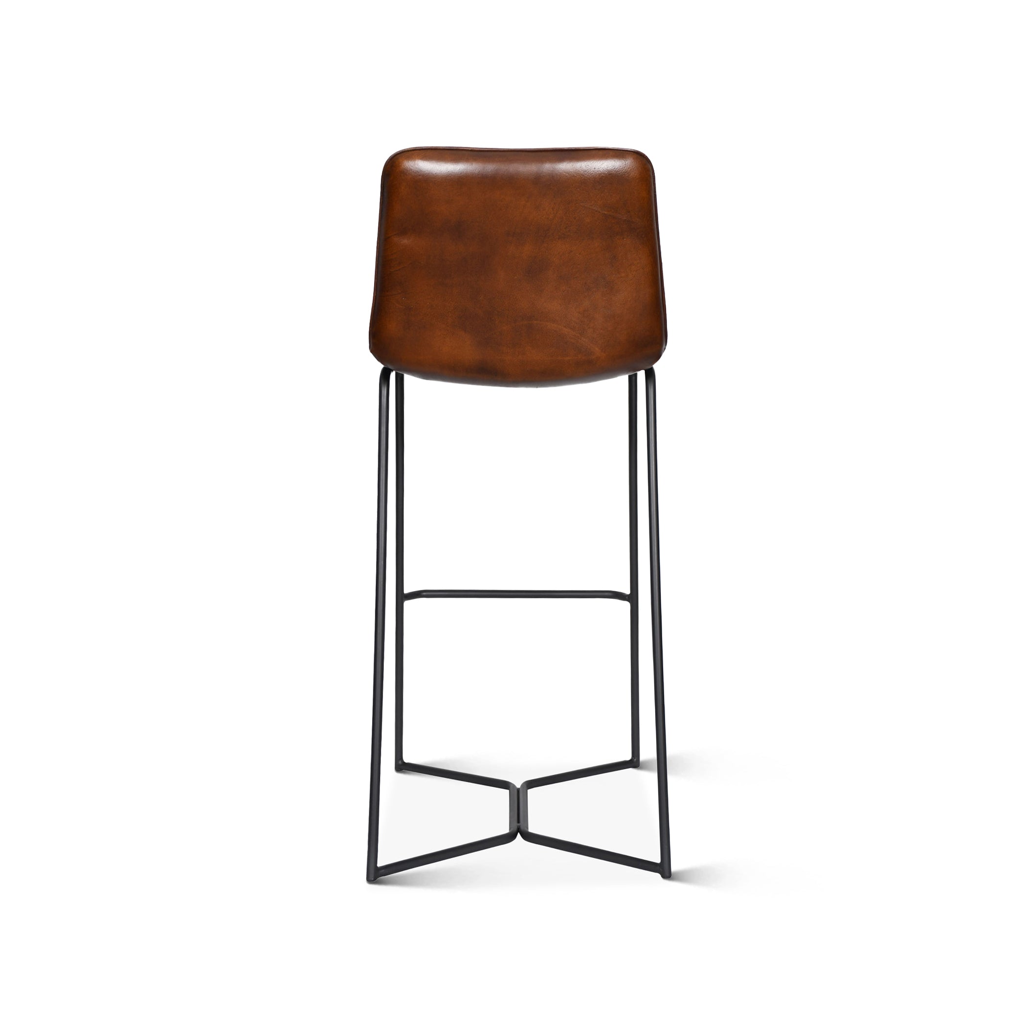 18" Hand-Washed Chestnut Leather Bar Chair