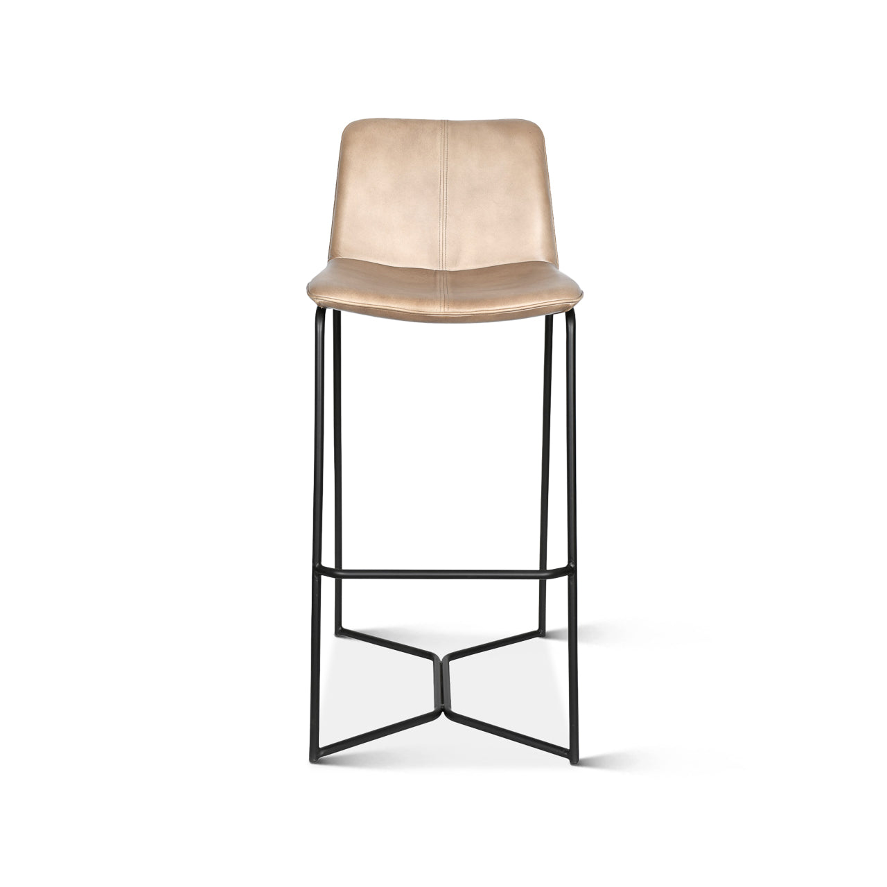 18" Hand-Washed Taupe Leather Bar Chair
