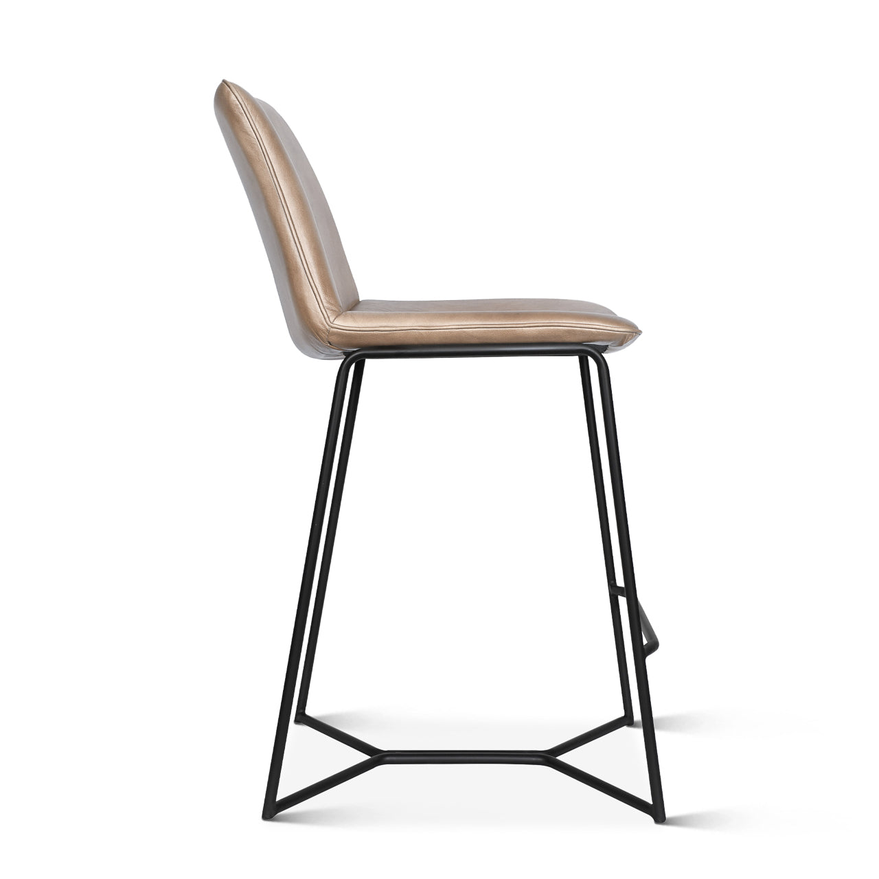 18" Hand Washed Taupe Leather Counter Chair