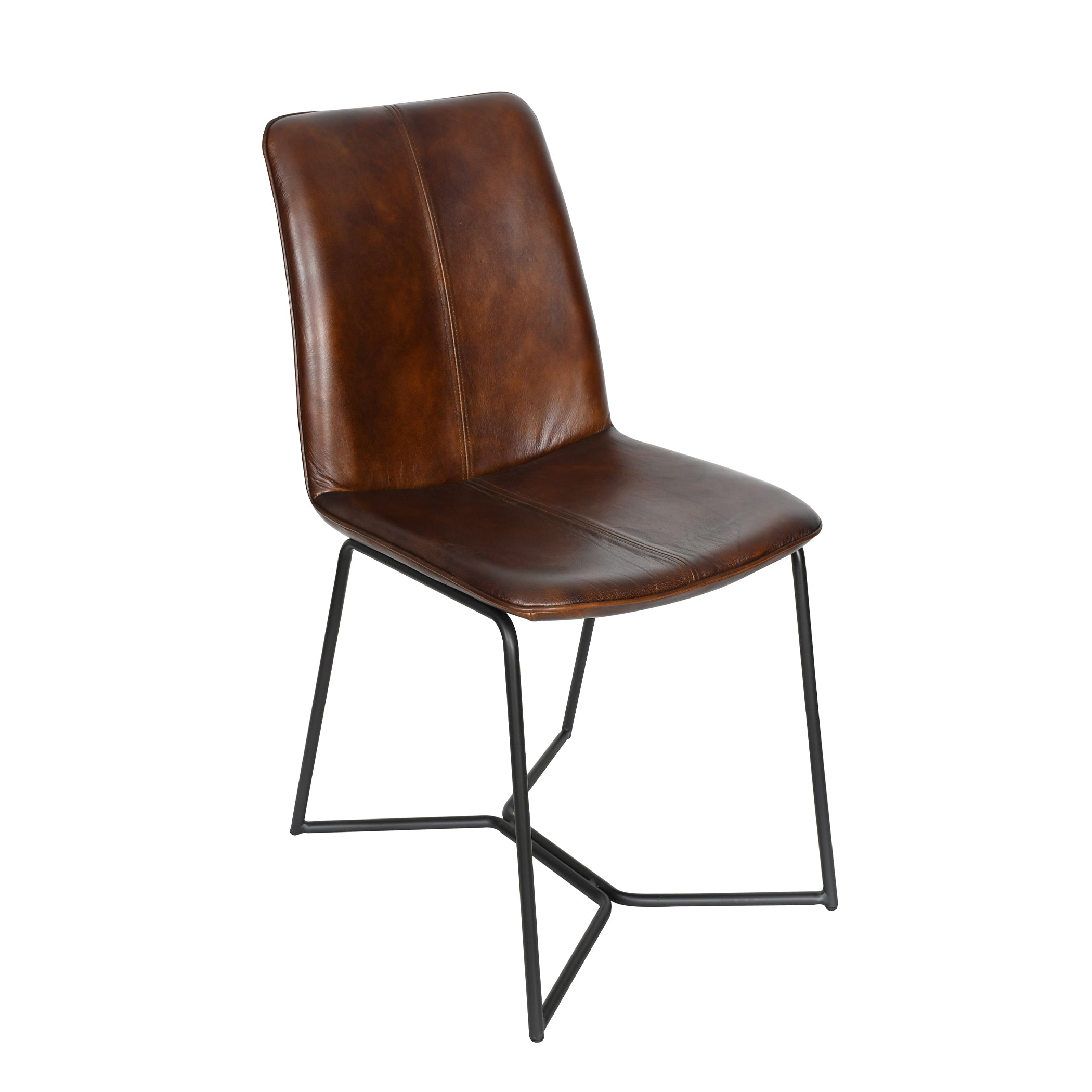 18" Dining Chair in Hand Washed Chestnut Leather