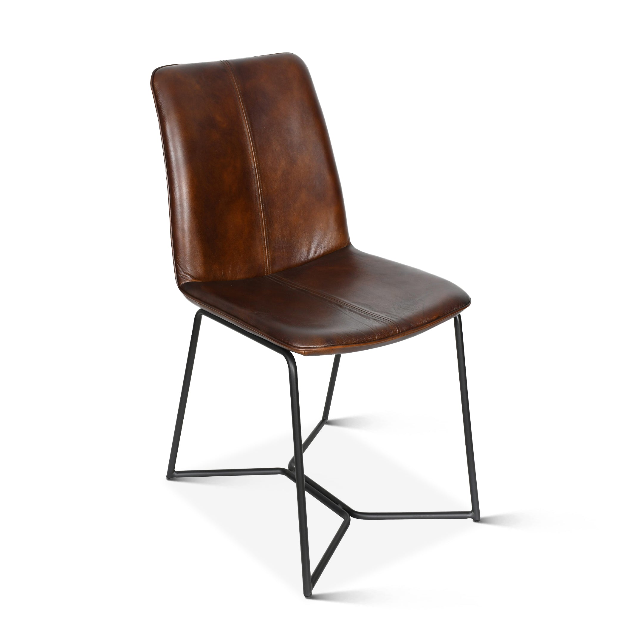 18" Dining Chair in Hand Washed Chestnut Leather