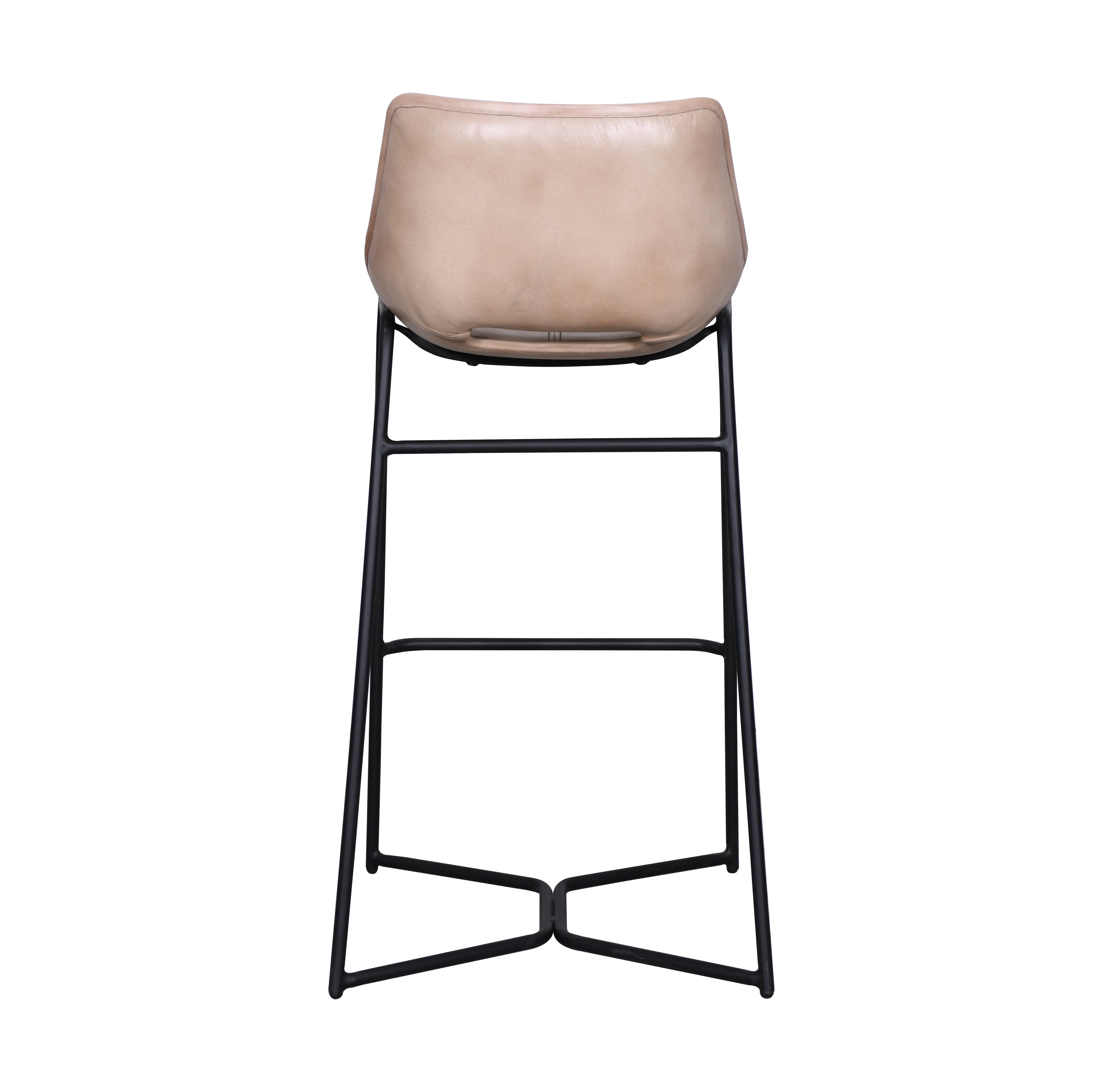 19" Antique Ivory Leather Bar Chair