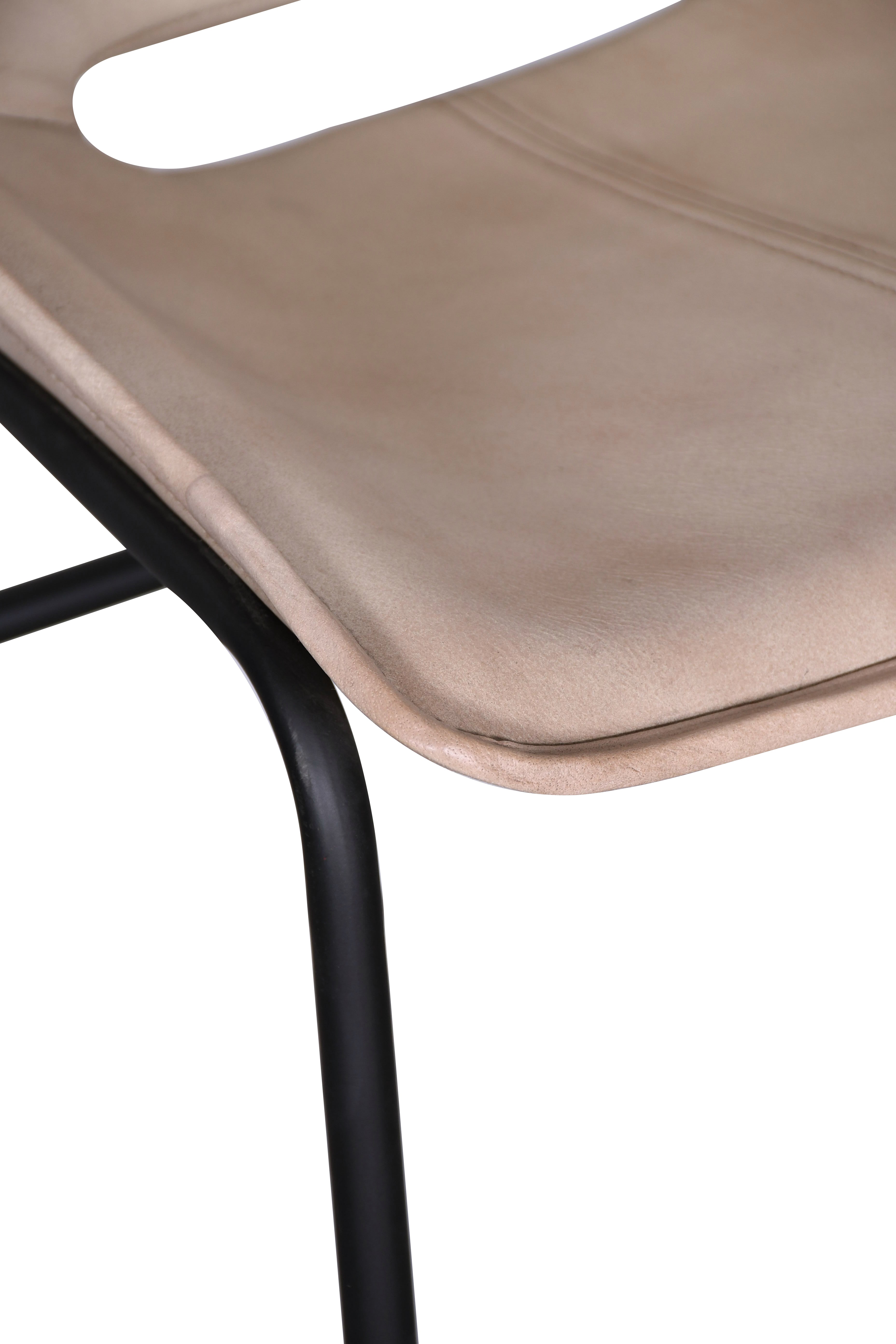 19" Antique Ivory Leather Bar Chair