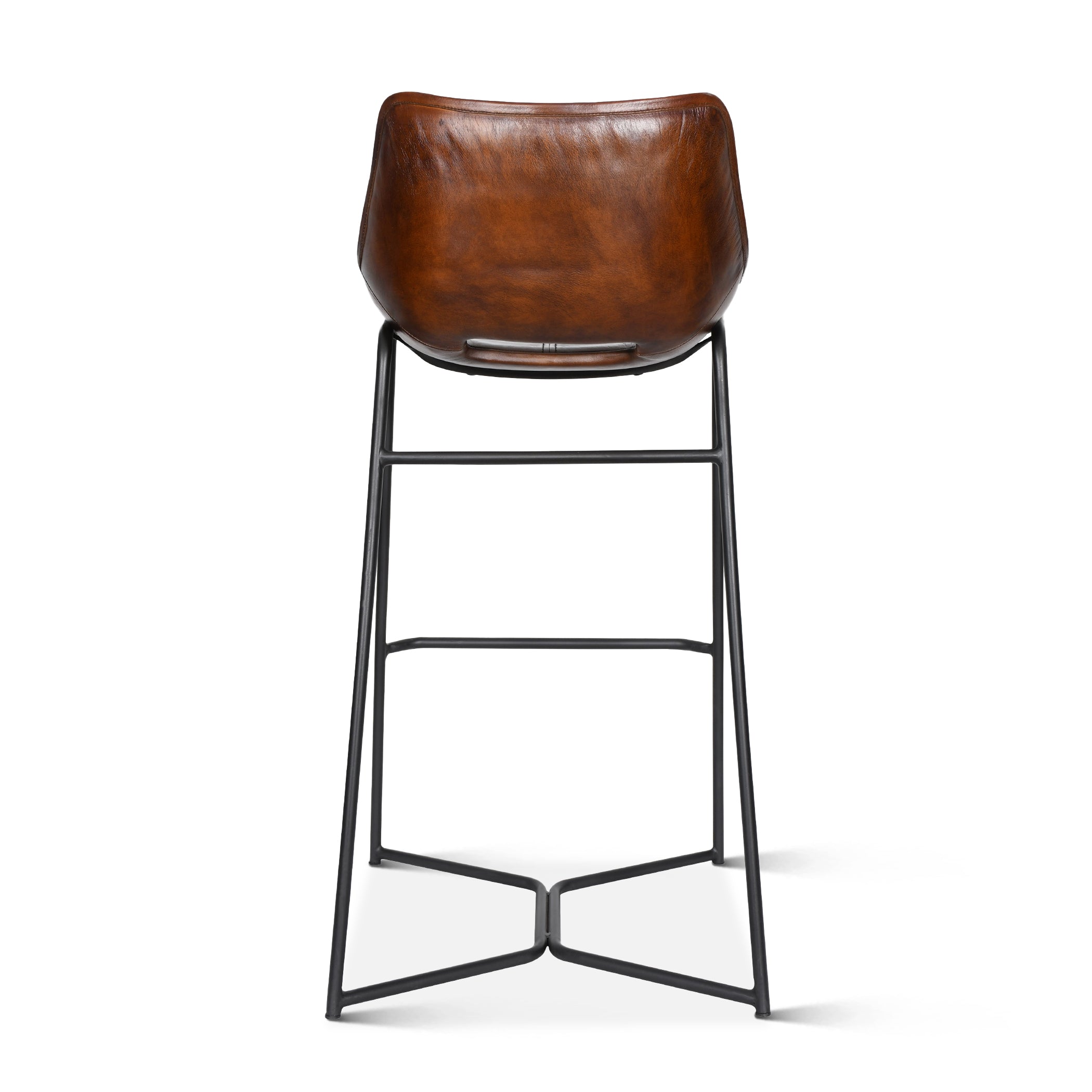 19" Hand-Washed Chestnut Leather Bar Chair