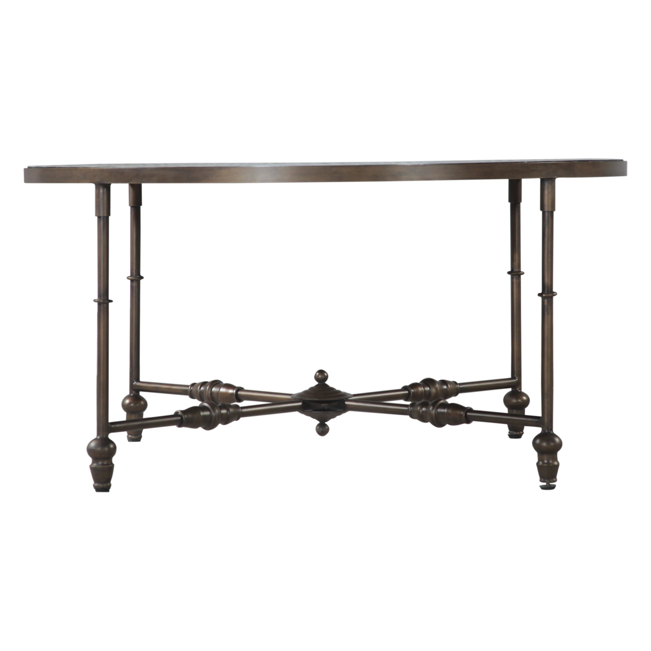 40" Floral Horn Inlay Iron Coffee Table
