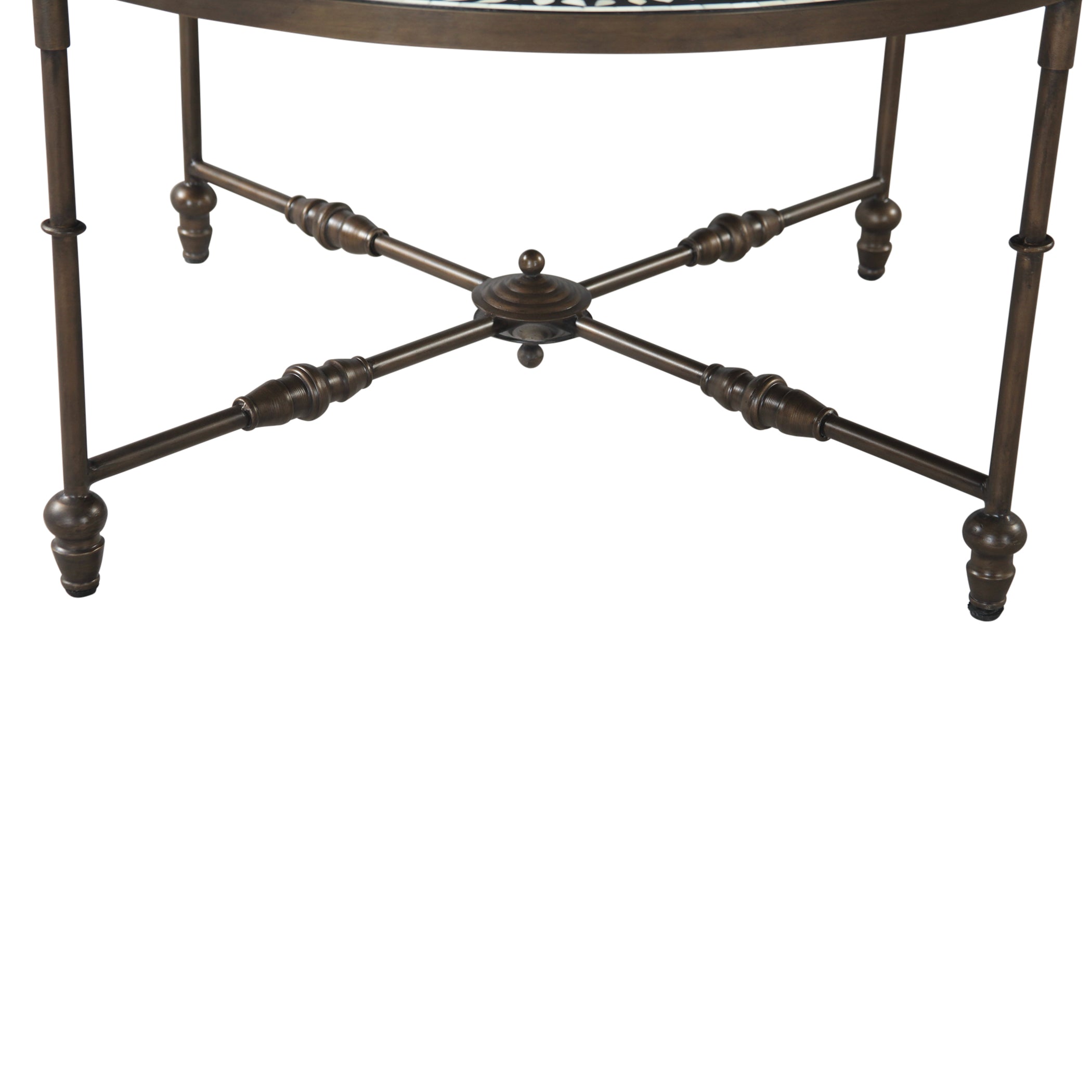 40" Floral Horn Inlay Iron Coffee Table