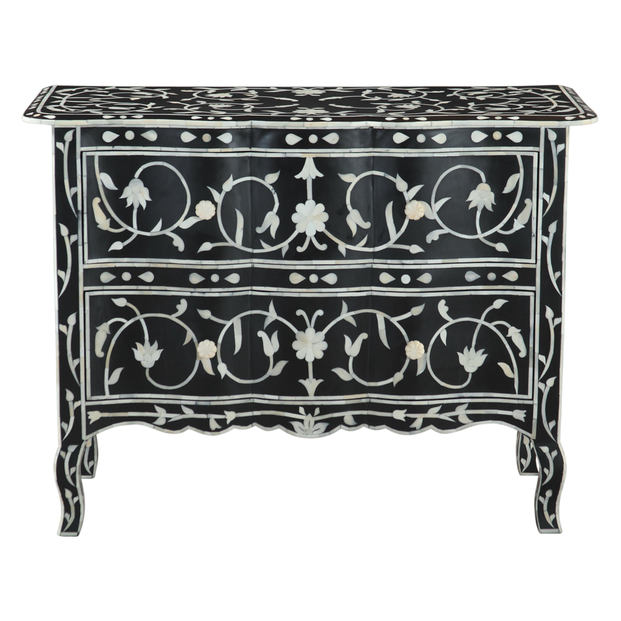 18" Floral Horn Inlay Mango Dresser