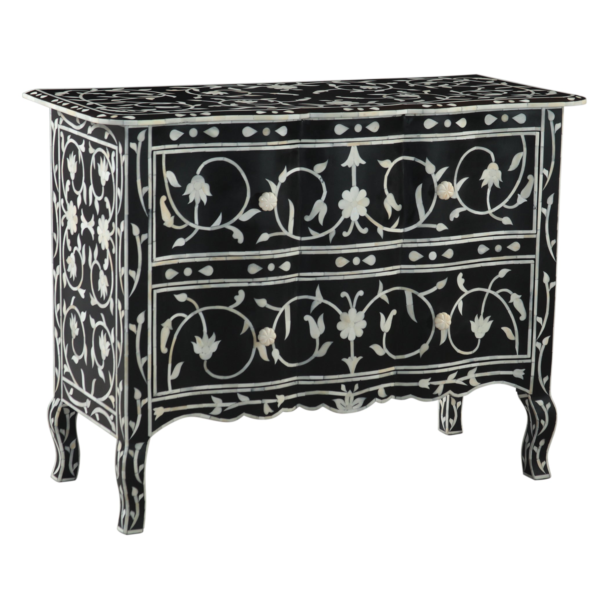 18" Floral Horn Inlay Mango Dresser