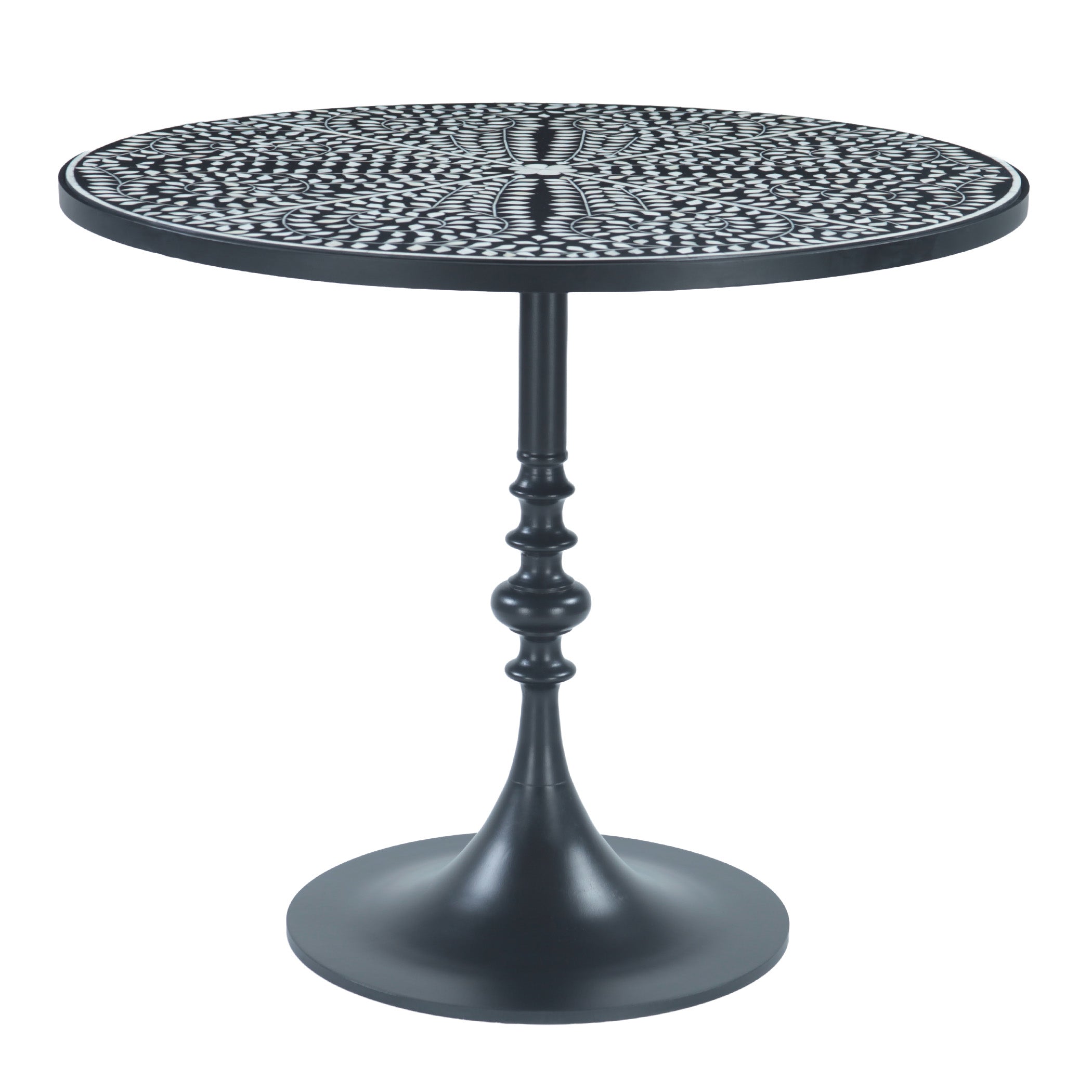 36" Floral Inlay Round Dining Table