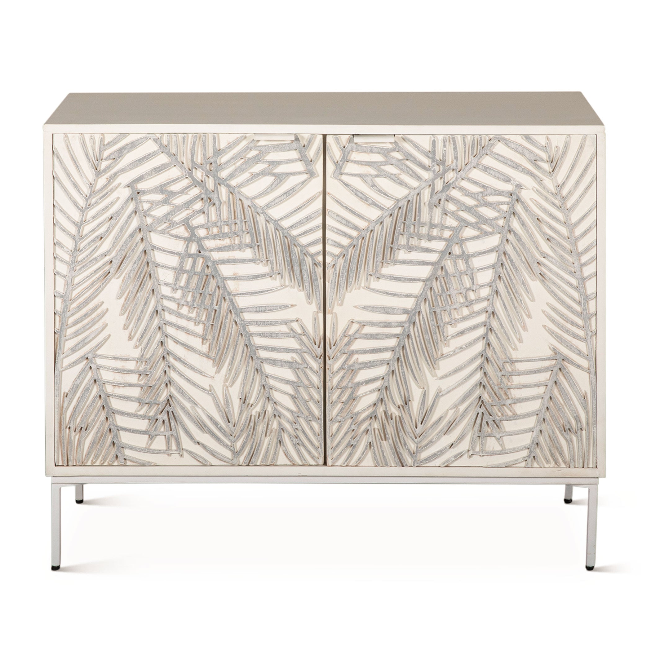 38" Coastal White Mango Wood Cabinet