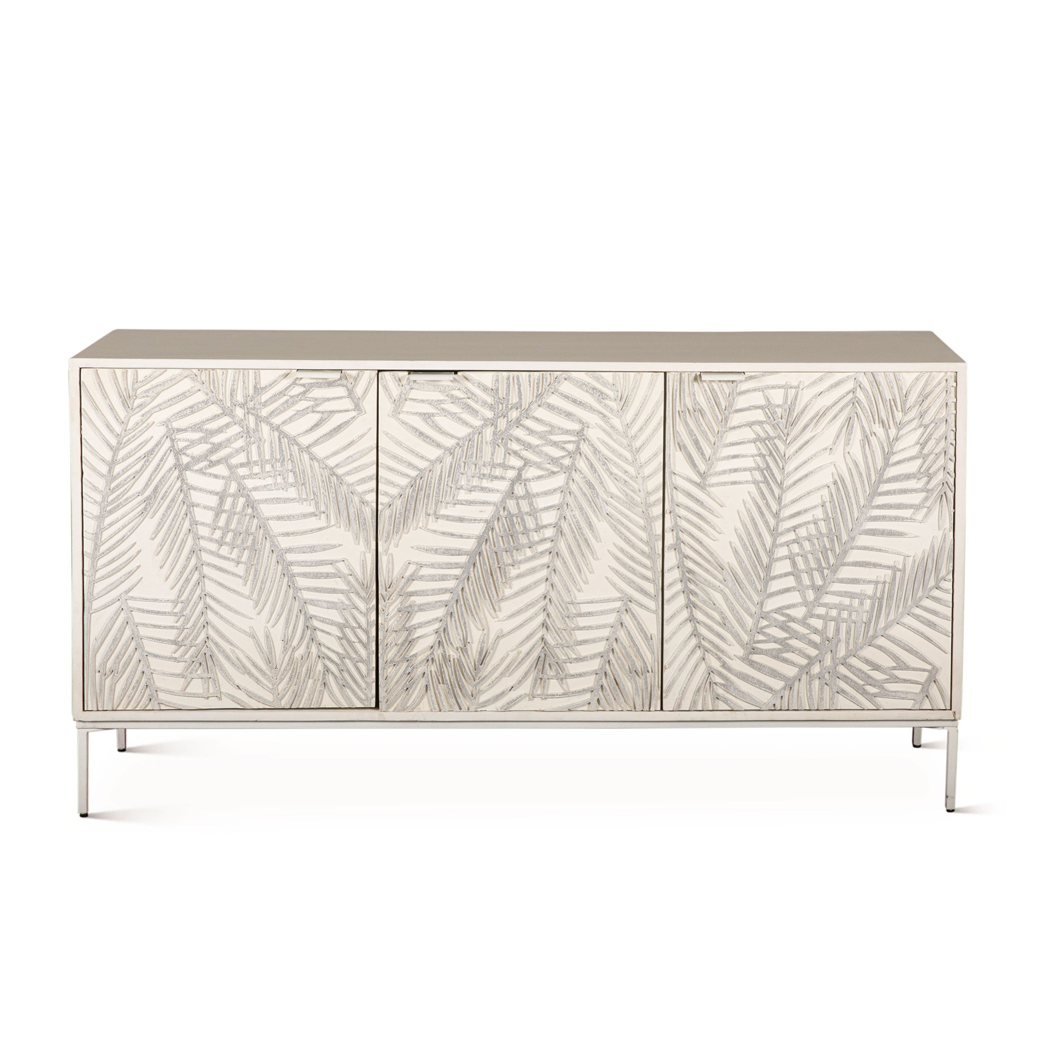 57" Coastal White Mango Wood Sideboard