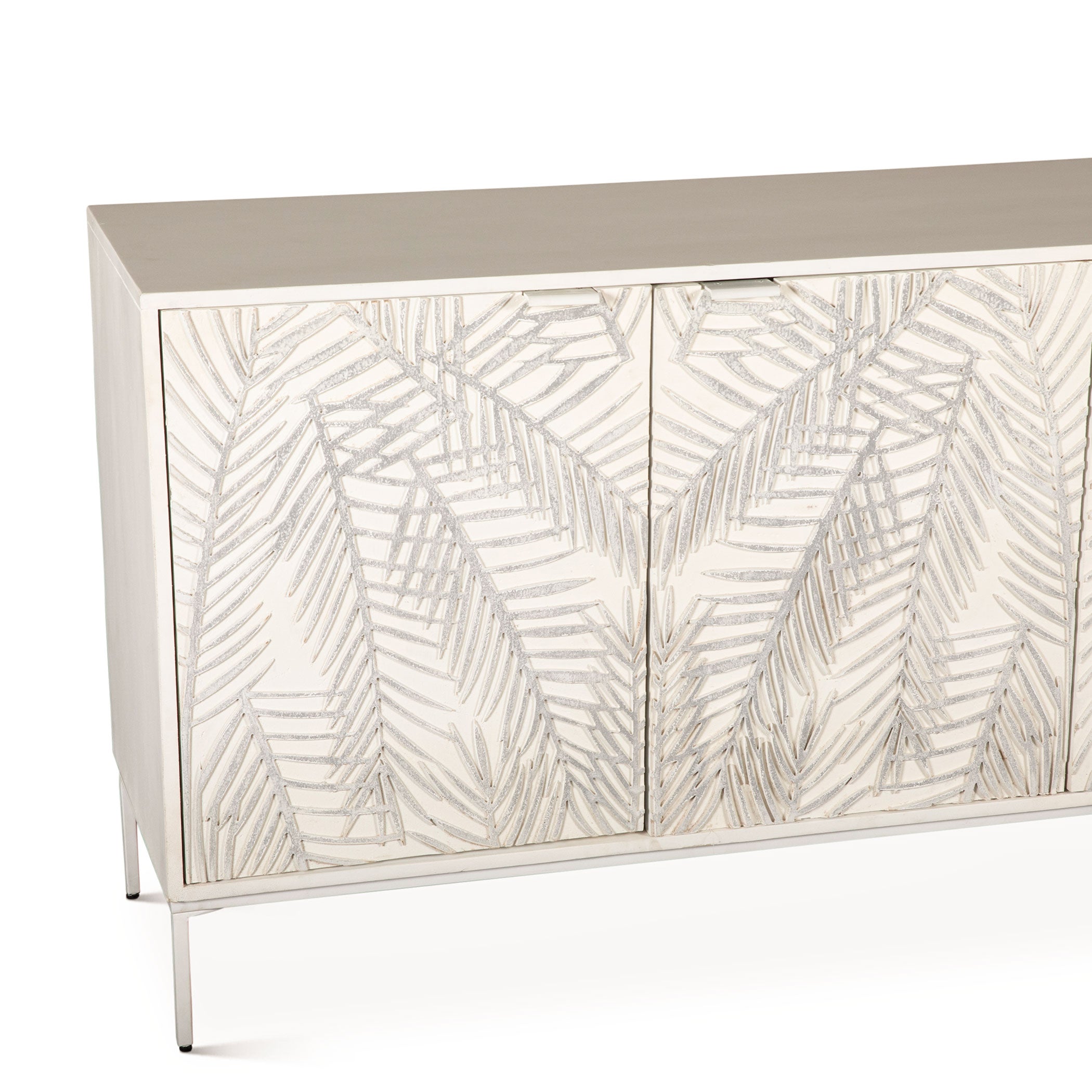57" Coastal White Mango Wood Sideboard
