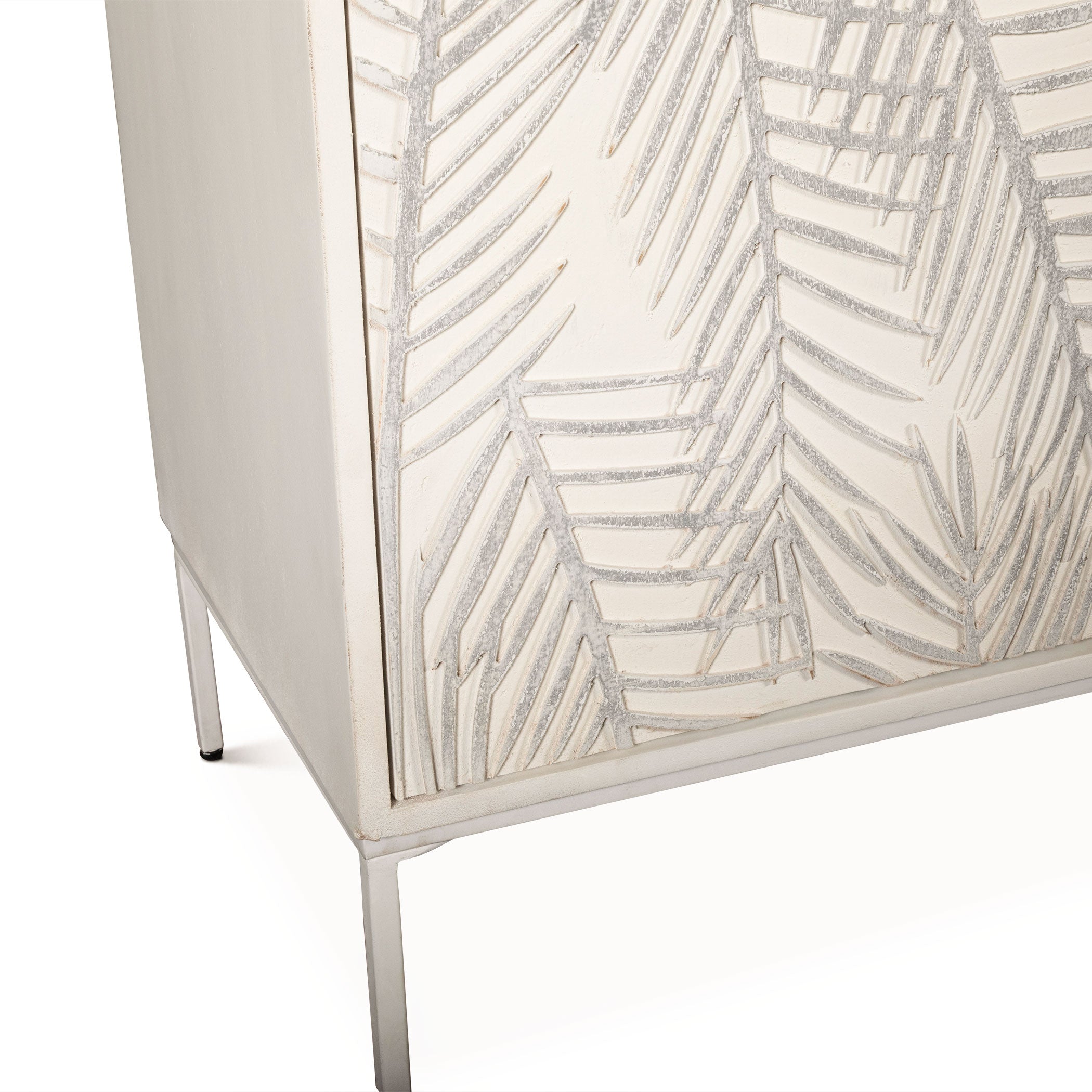 57" Coastal White Mango Wood Sideboard