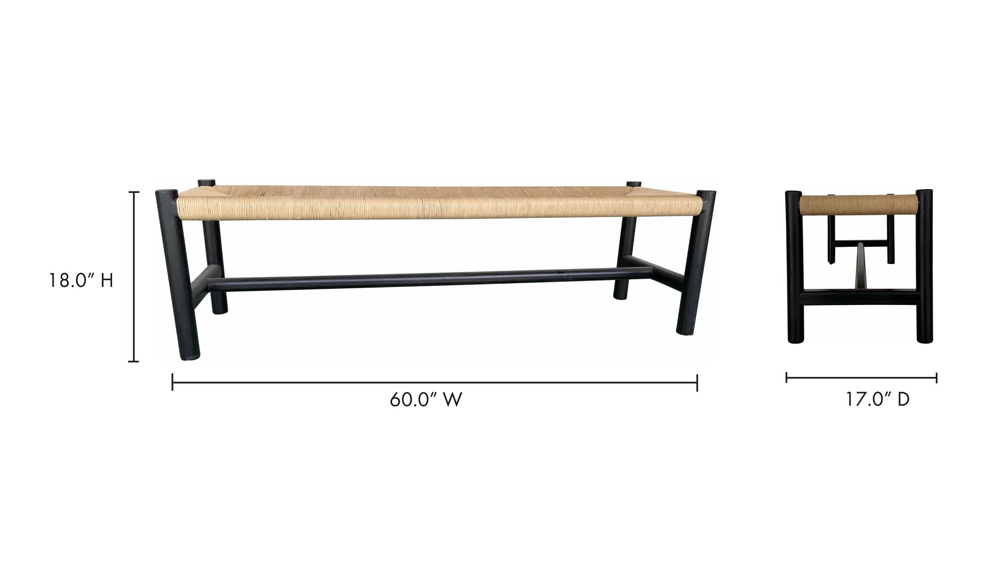 60" Black Bench