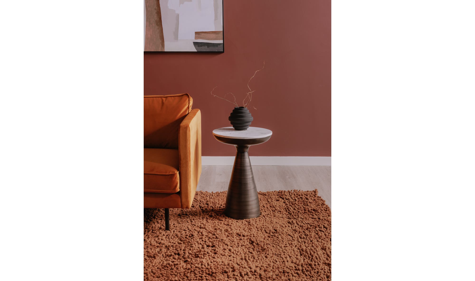 15.5" White Marble Side Table