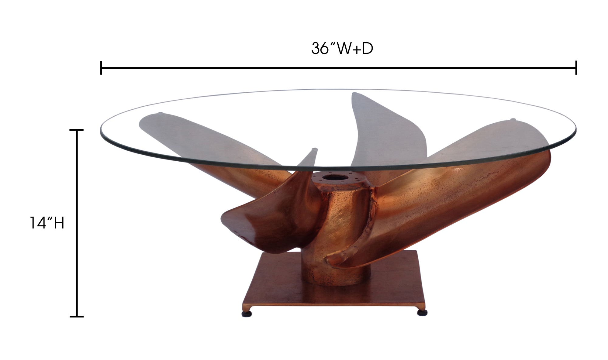 35.5" Copper Aluminum Coffee Table