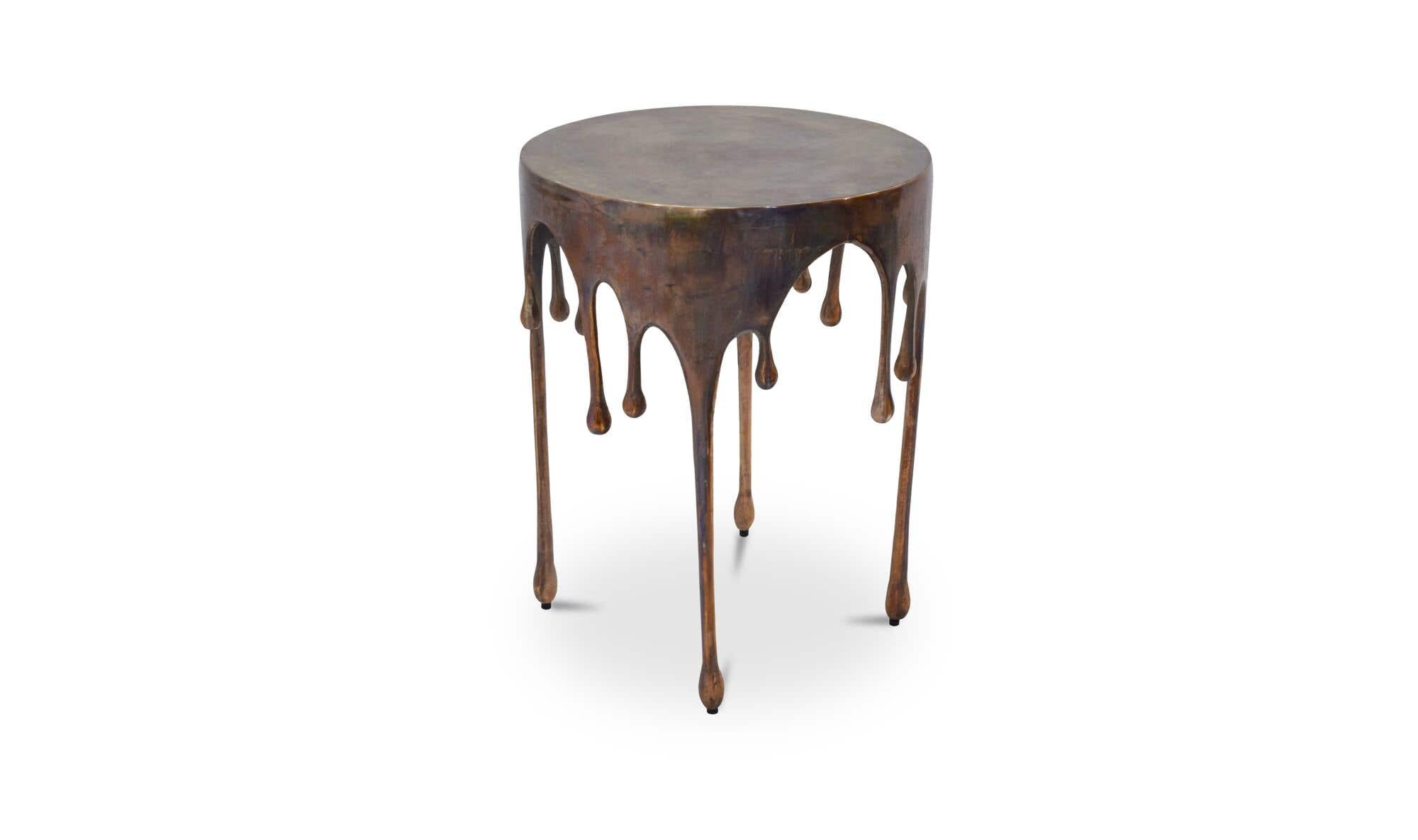 17" Antique Copper Aluminum Side Table