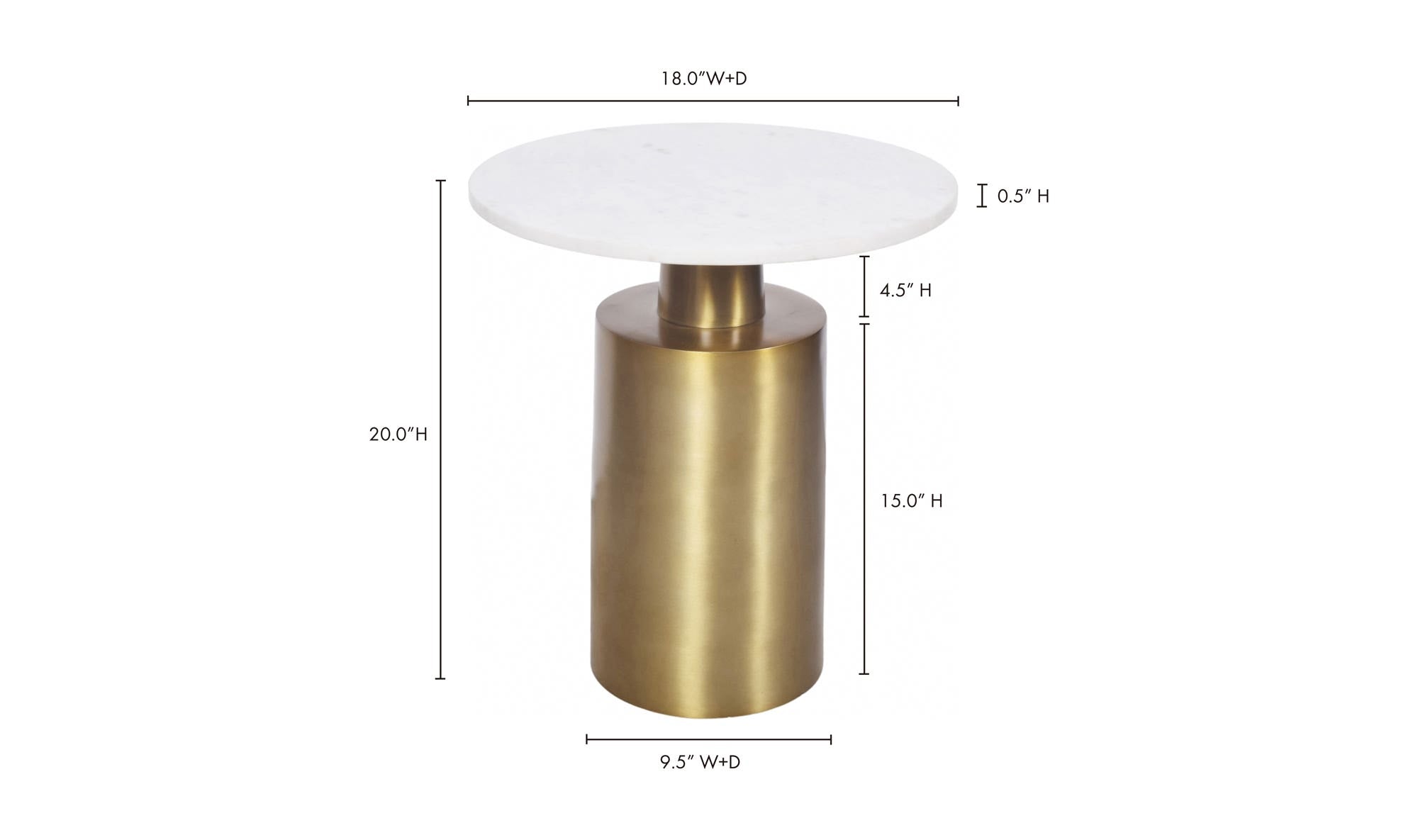 18" Gold Marble Side Table