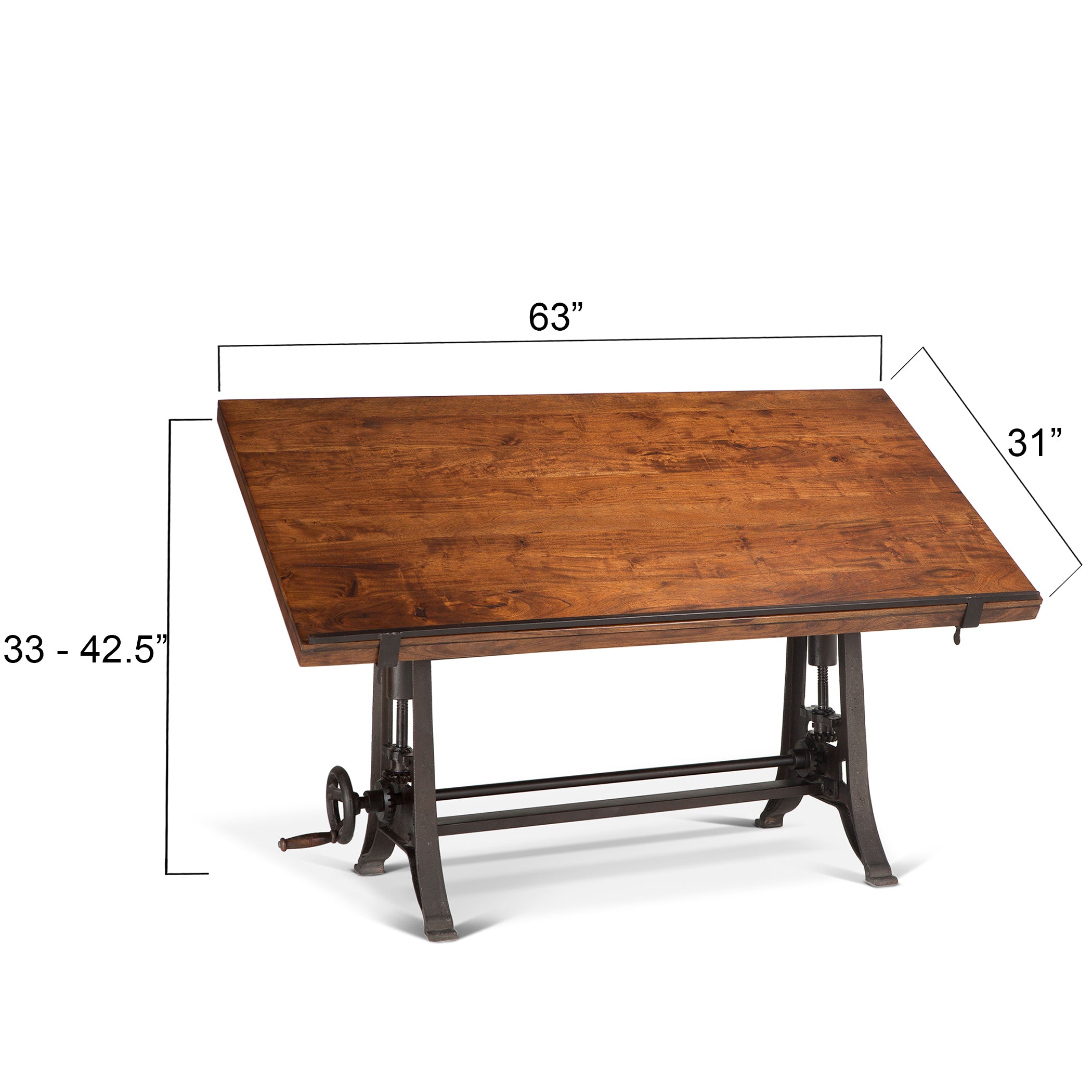 63" Walnut Wood Adjustable Drafting Desk