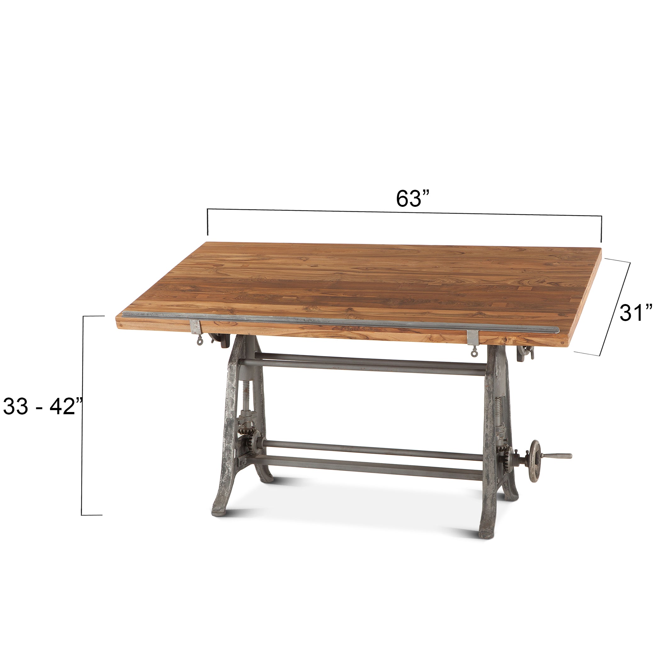 63" Natural Wood Adjustable Drafting Desk