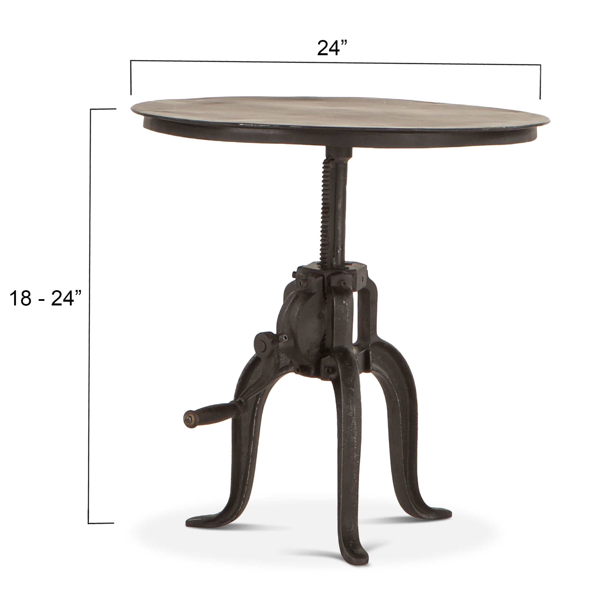 24" Matte Black Adjustable Side Table