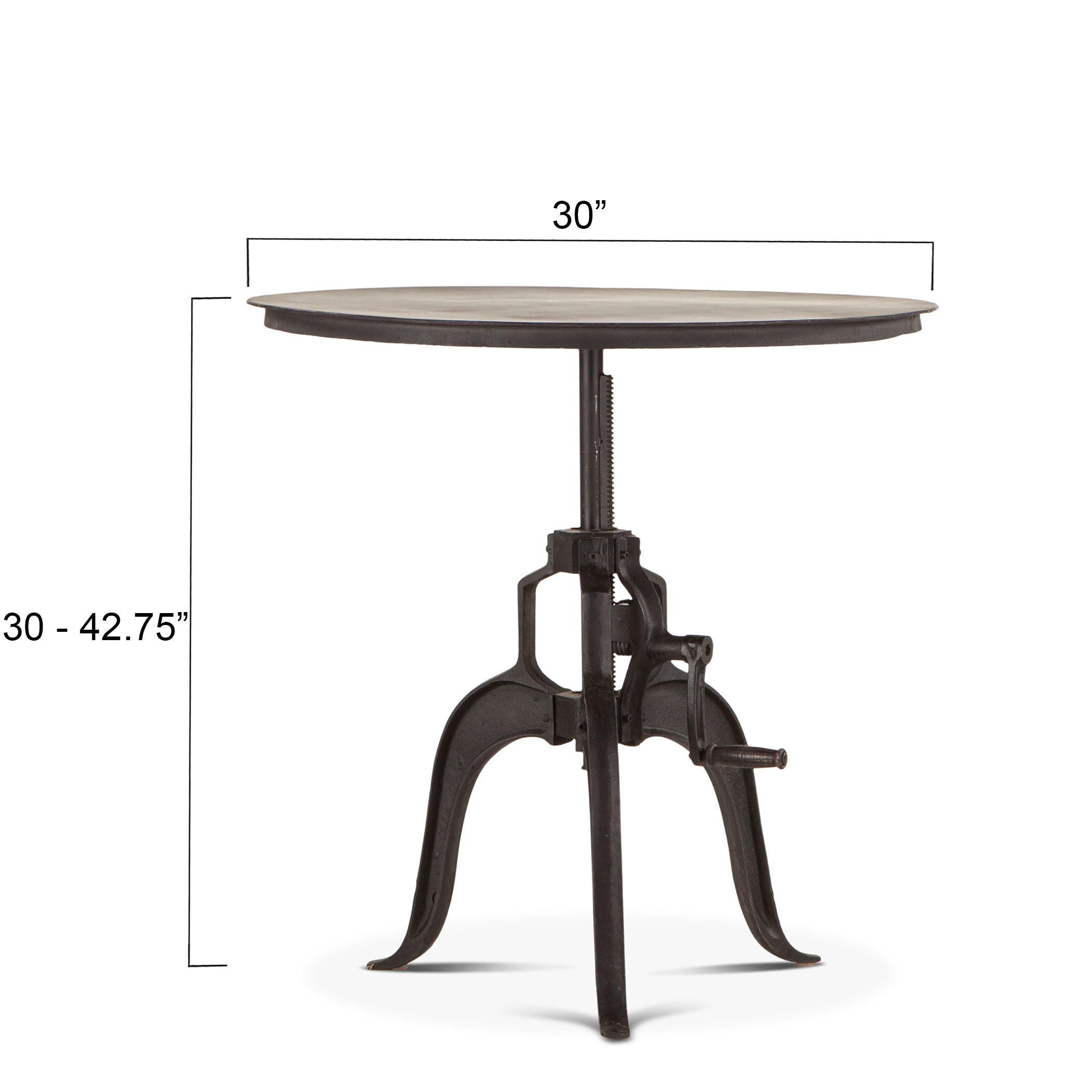 30" Matte Black Adjustable Side Table