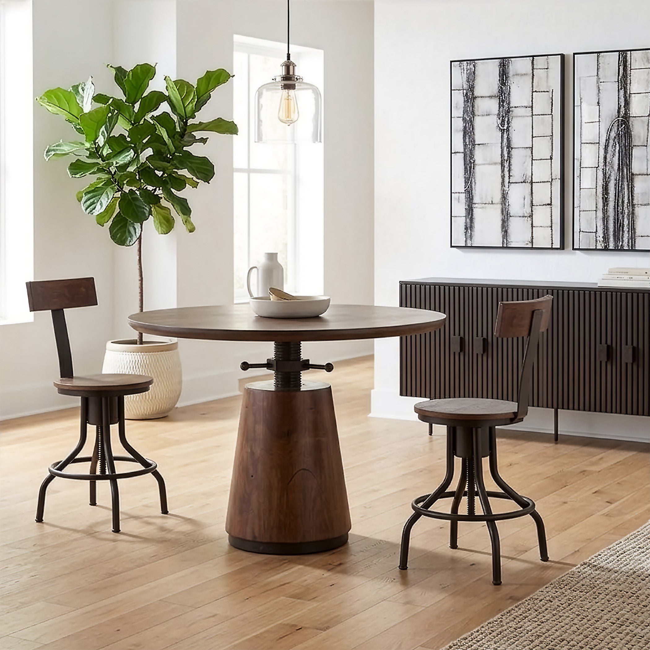 15" Walnut Adjustable Stool