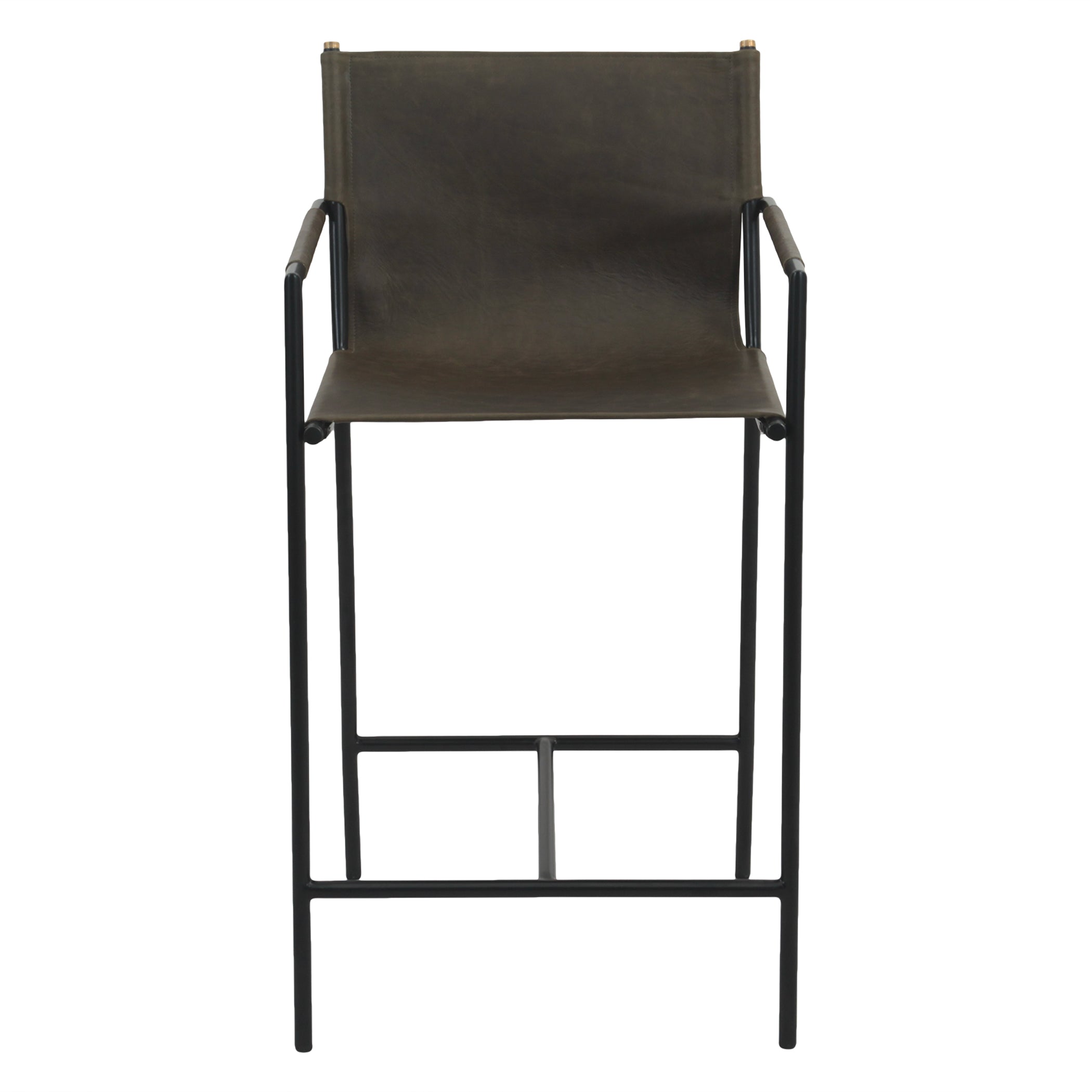 20.25" Olive Green Leather Counter Chair