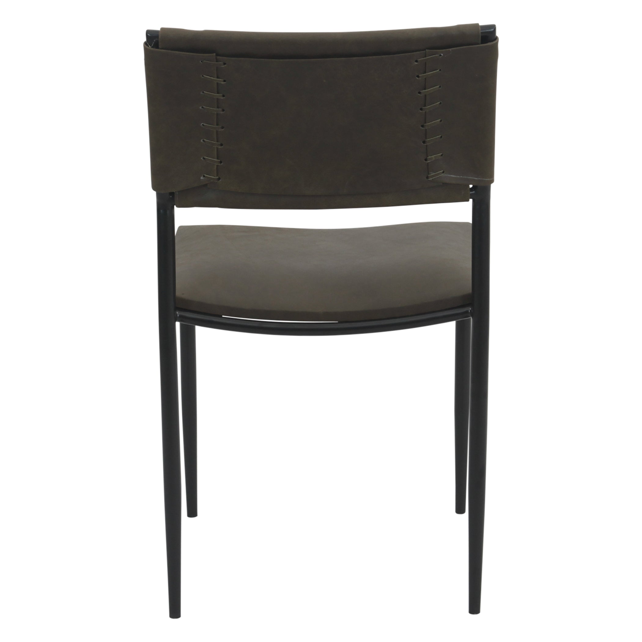 18" Olive Green Leather Dining Chair